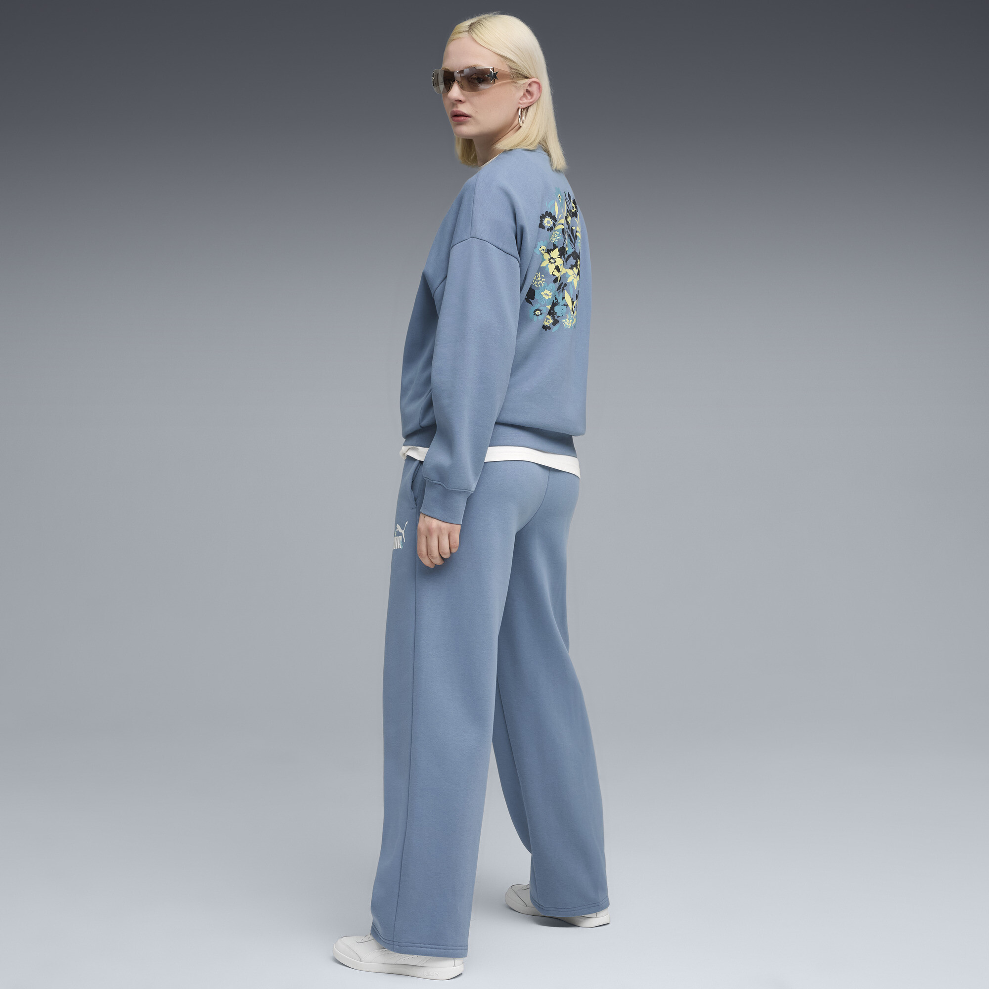 PUMA Essentials Nature 2.0 oversized sweater met ronde hals voor Dames, Blauw, Maat XL thumbnail 4