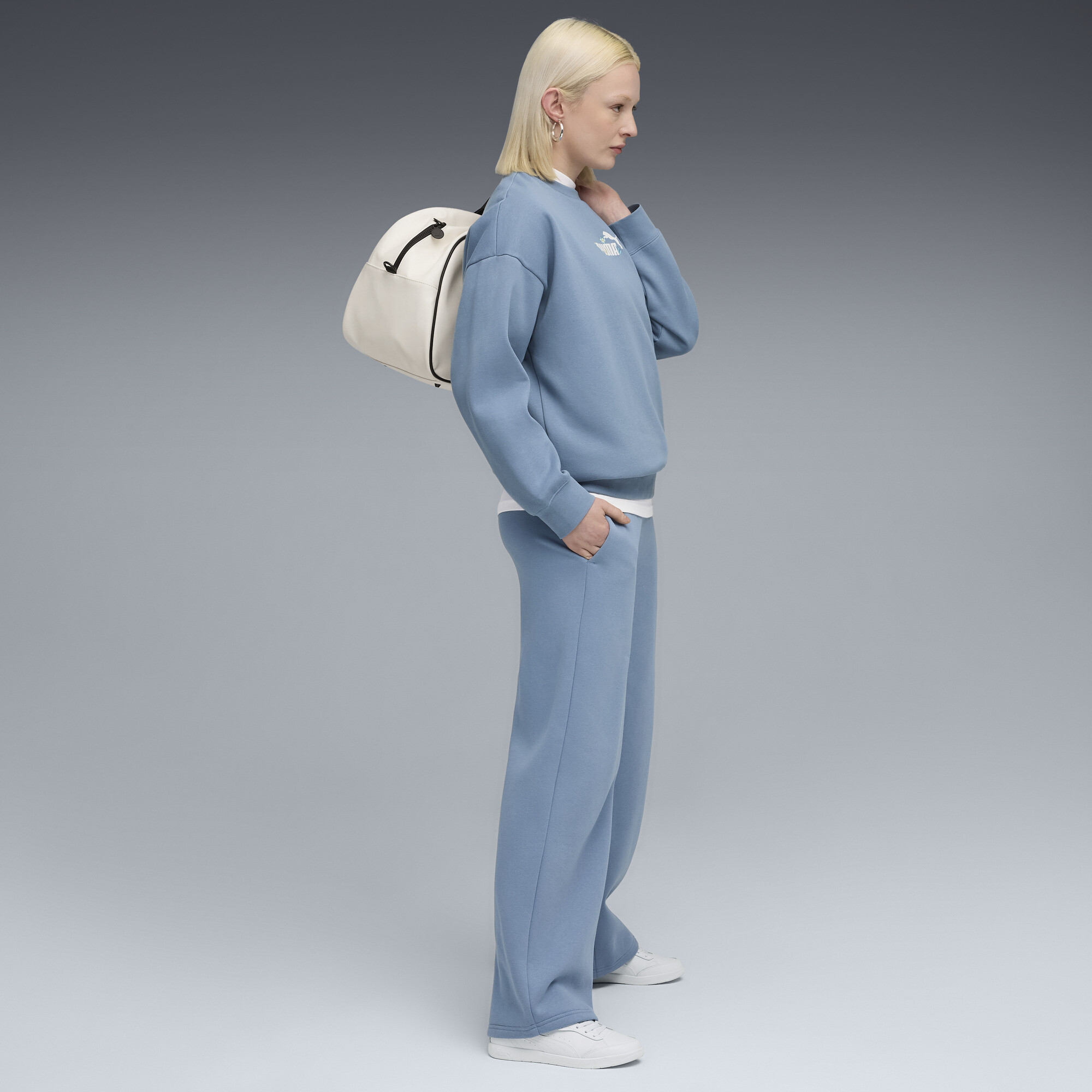 PUMA Essentials Nature 2.0 Comfort Logo rechte broek voor Dames, Blauw, Maat M thumbnail 4