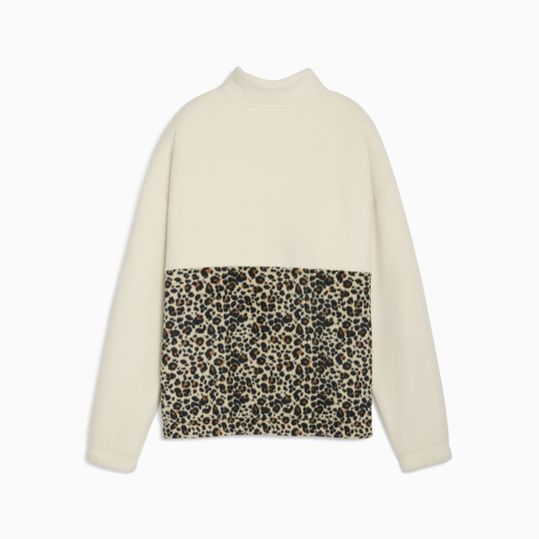 Essentials Animal Print Relaxed Crew Women, Alpine Snow, large-ZAF