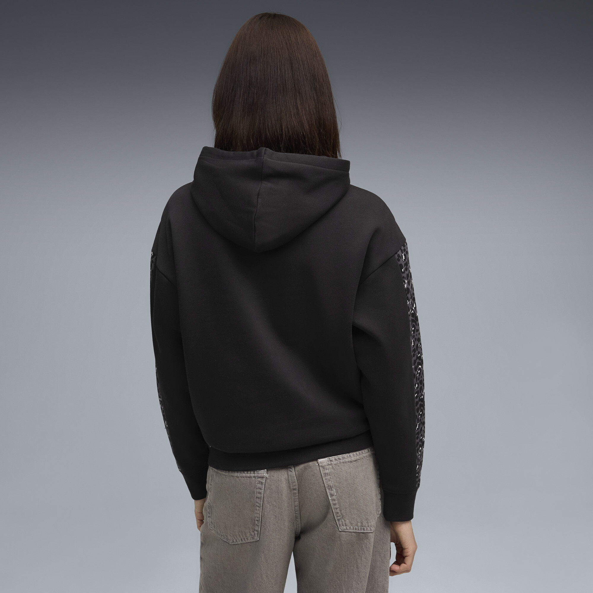 PUMA Essentials Animal Print Comfort hoodie voor Dames, Zwart, Maat M thumbnail 5