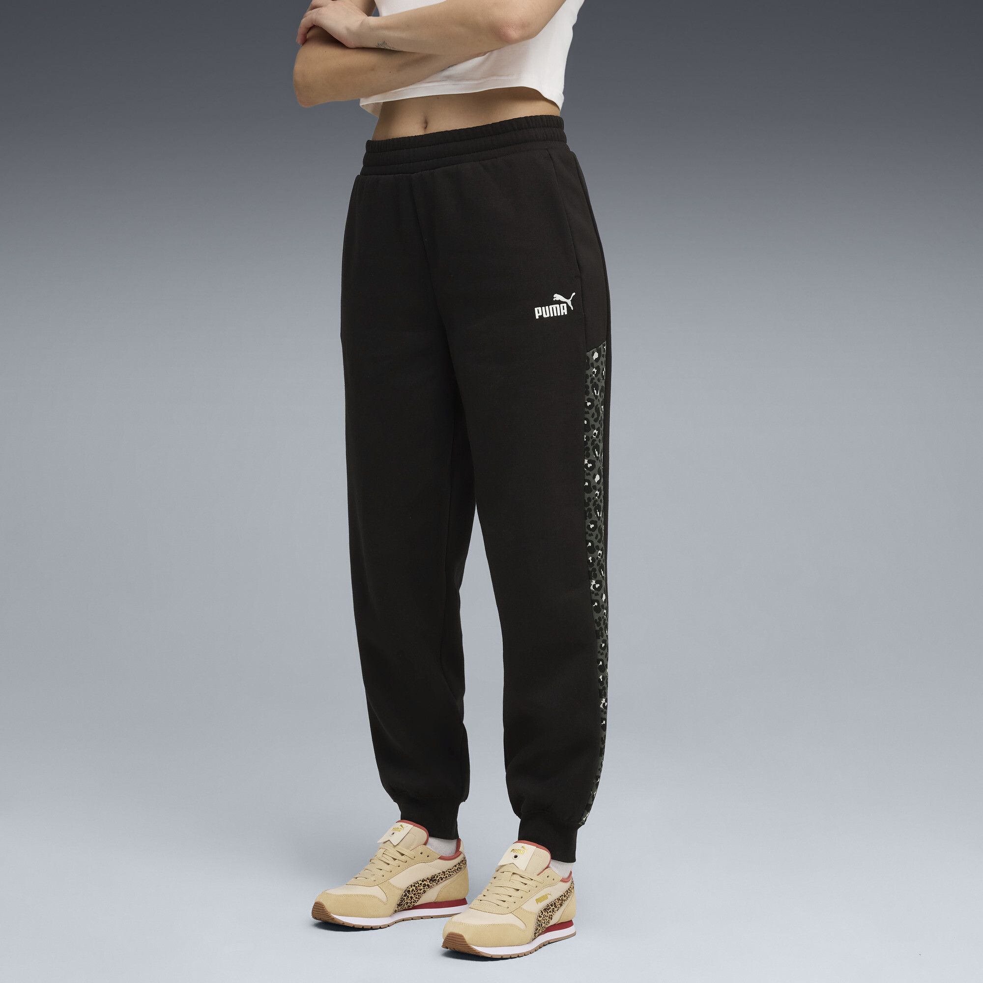 PUMA Essentials Animal Print Comfort sweatpants met hoge taille voor Dames, Zwart, Maat XL thumbnail 4