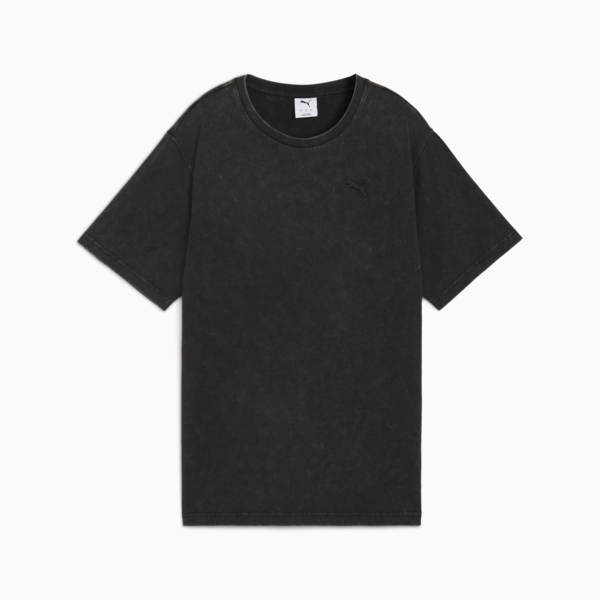 Essentials Elevated Relaxed Wash Tee Women, PUMA Black, large-ZAF