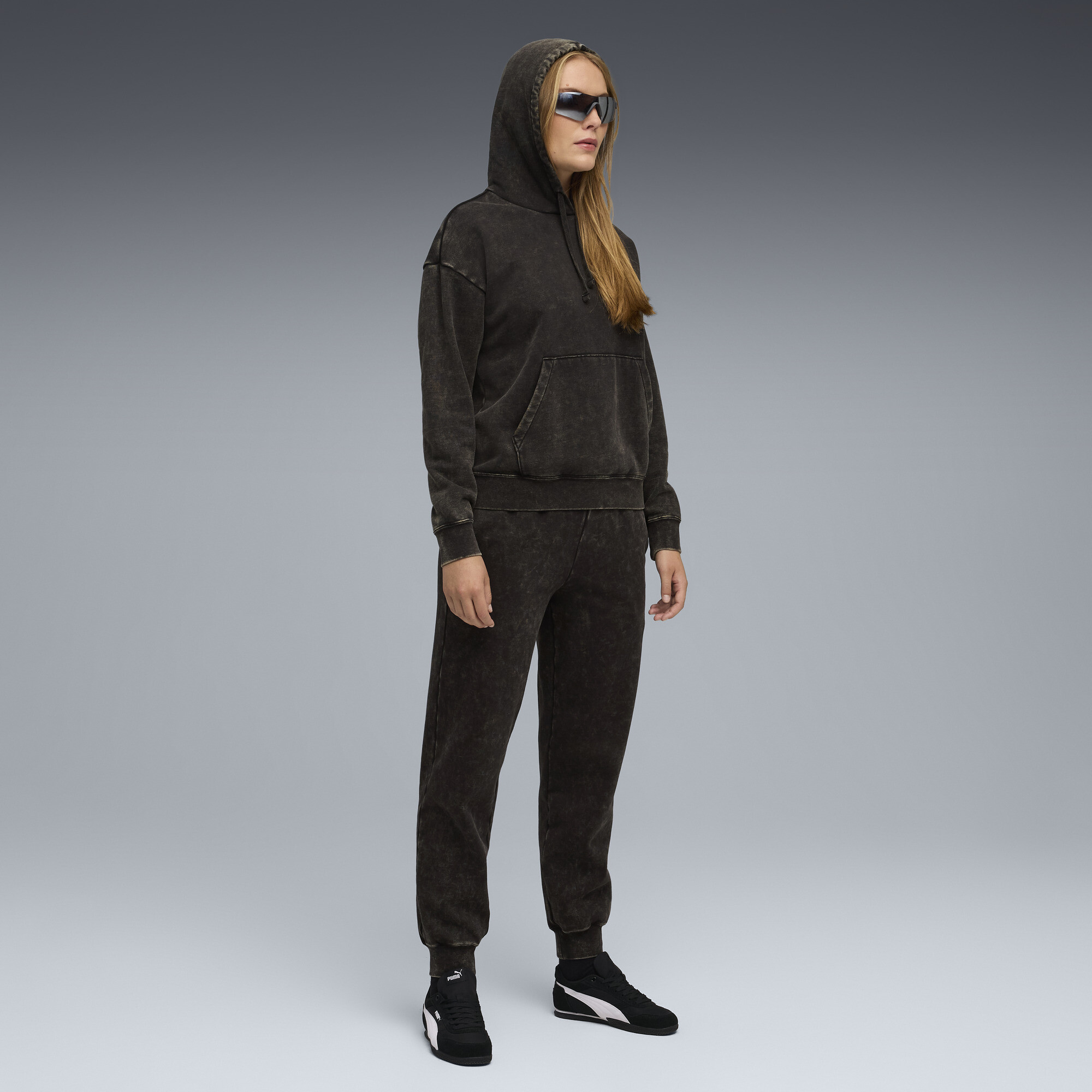 PUMA Essentials Elevated relaxte verwassen hoodie voor Dames, Zwart, Maat S thumbnail 4