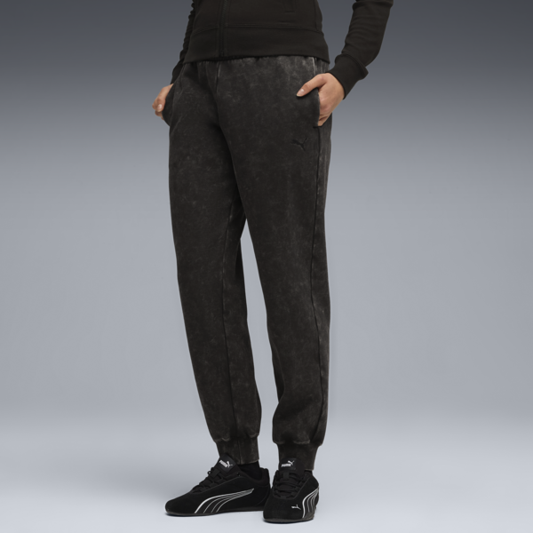 Essentials Elevated Comfort Wash Sweatpants Women, PUMA Black, large-ZAF