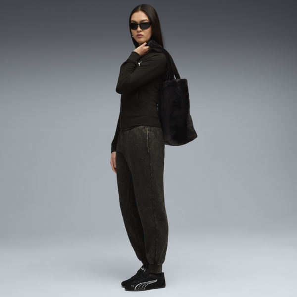 Essentials Elevated Comfort Wash Sweatpants Women, PUMA Black, large-ZAF