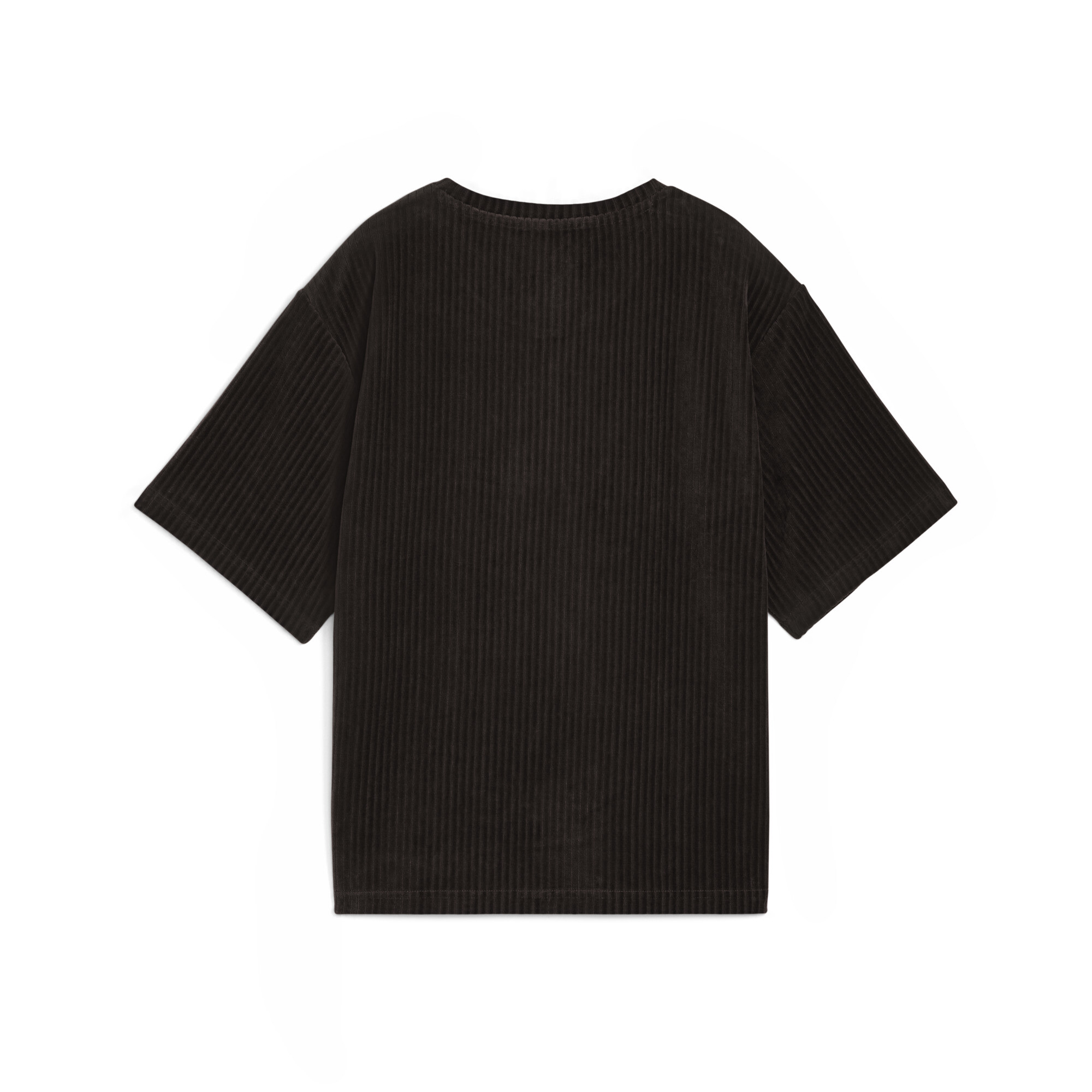 PUMA Essentials Elevated relaxed velours geribbeld T-shirt voor Dames, Zwart, Maat XL thumbnail 2