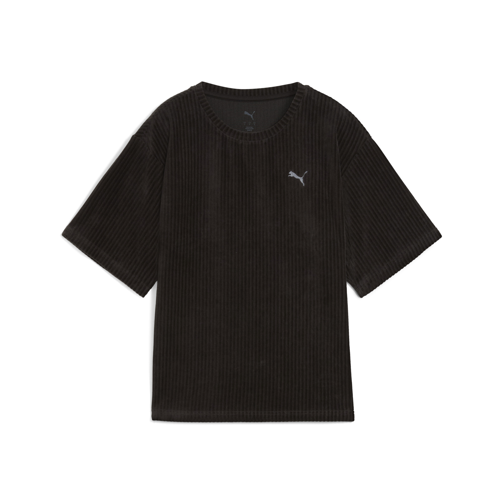 PUMA Essentials Elevated relaxed velours geribbeld T-shirt voor Dames, Zwart, Maat XL thumbnail 3