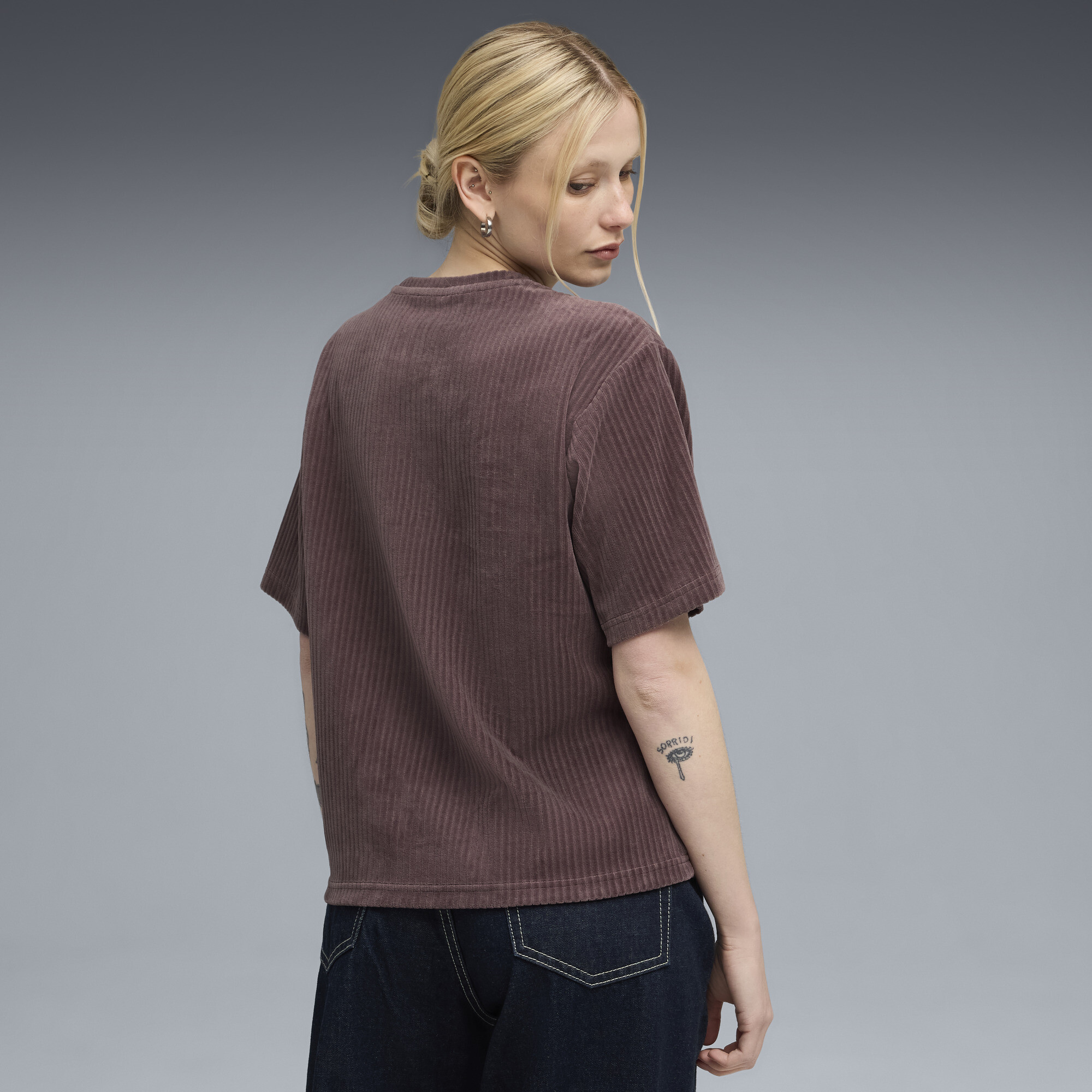 PUMA Essentials Elevated relaxed velours geribbeld T-shirt voor Dames, Maat M thumbnail 5