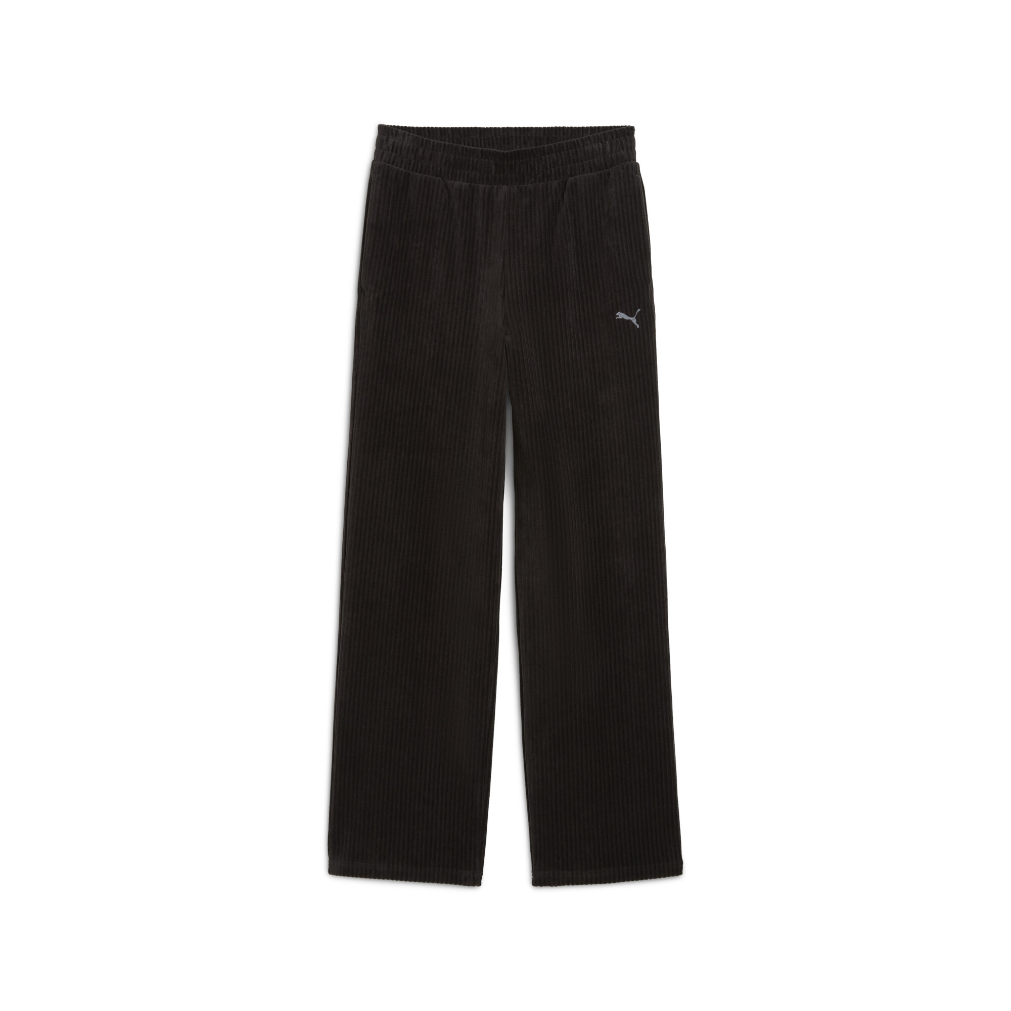 PUMA Essentials Elevated velours geribbelde broek met rechte pijpen voor Dames, Zwart, Maat M thumbnail 3