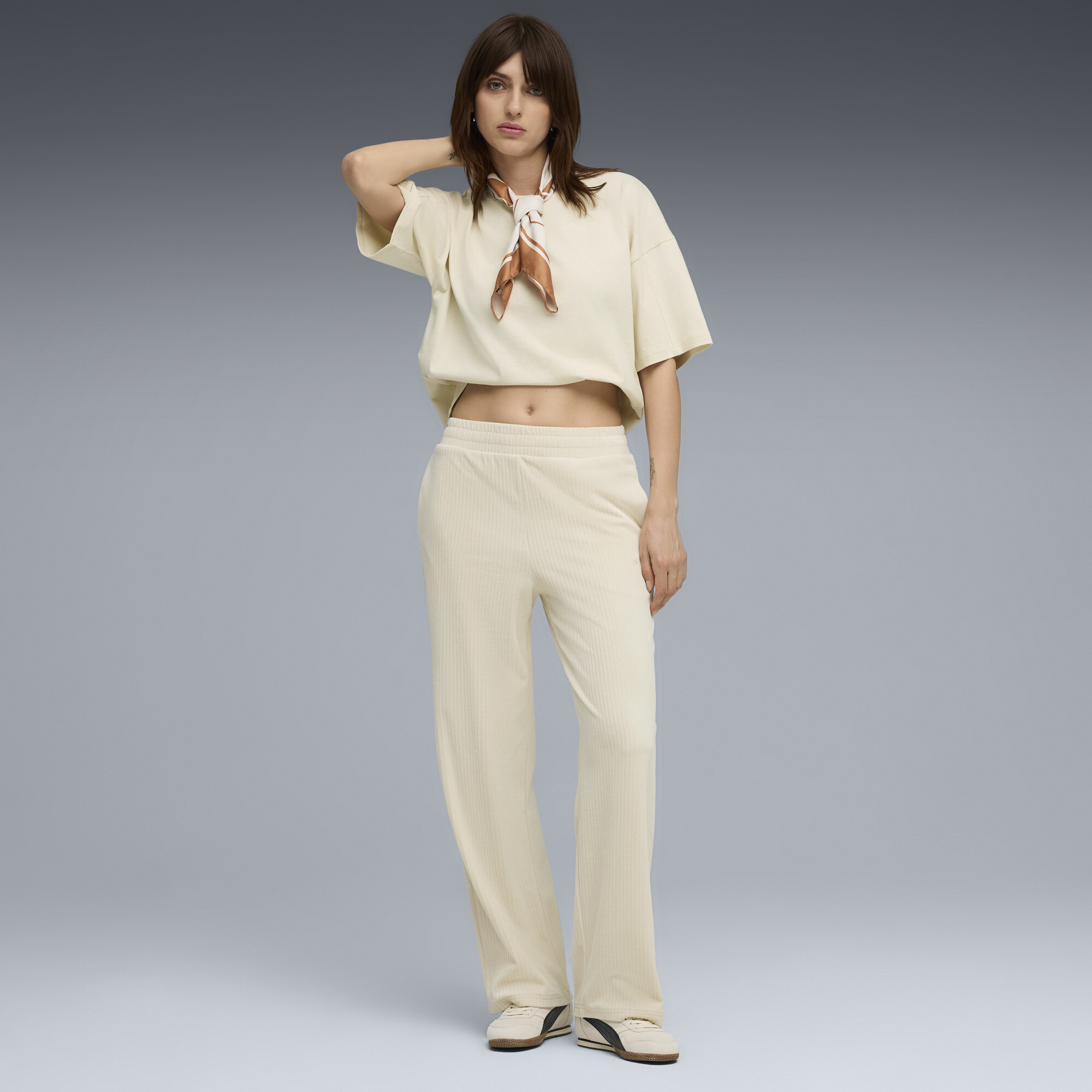 PUMA Essentials Elevated velours geribbelde broek met rechte pijpen voor Dames, Maat XL thumbnail 4