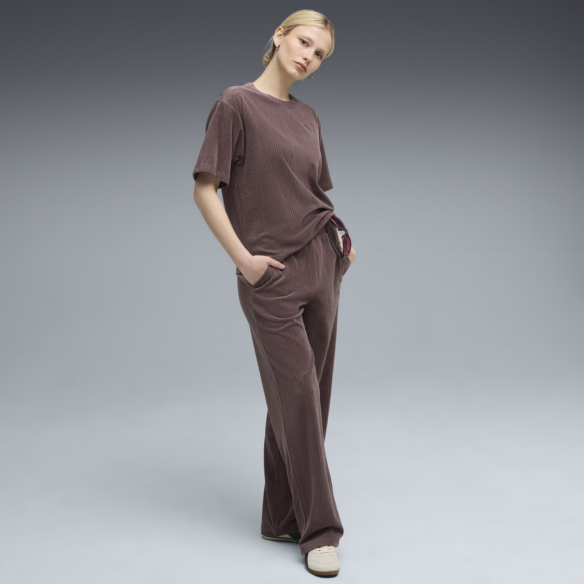 PUMA Essentials Elevated velours geribbelde broek met rechte pijpen voor Dames, Maat XL thumbnail 4