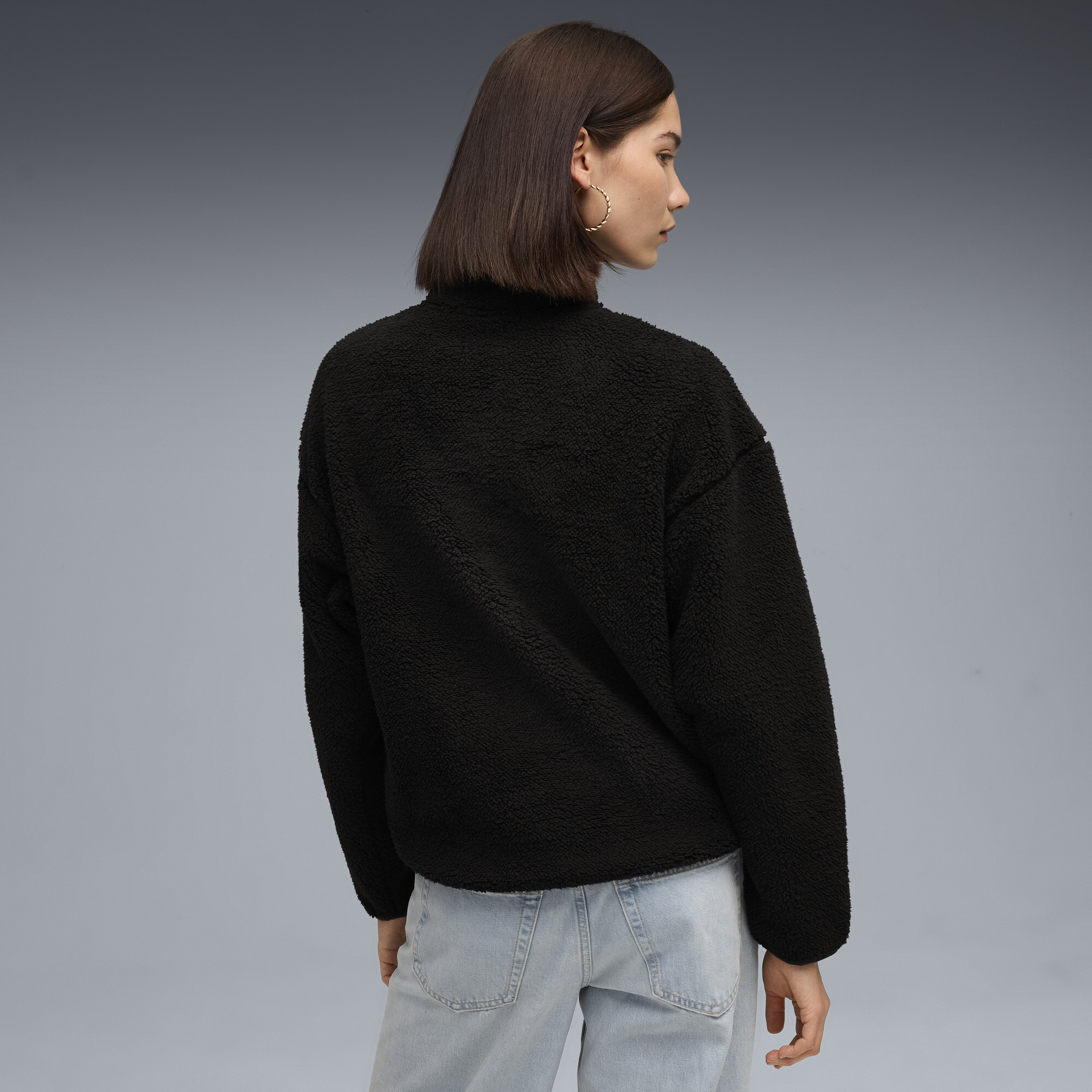 PUMA Essentials Elevated Comfort sweatshirt met halve ritssluiting en ronde hals voor Dames, Zwart, Maat S thumbnail 5