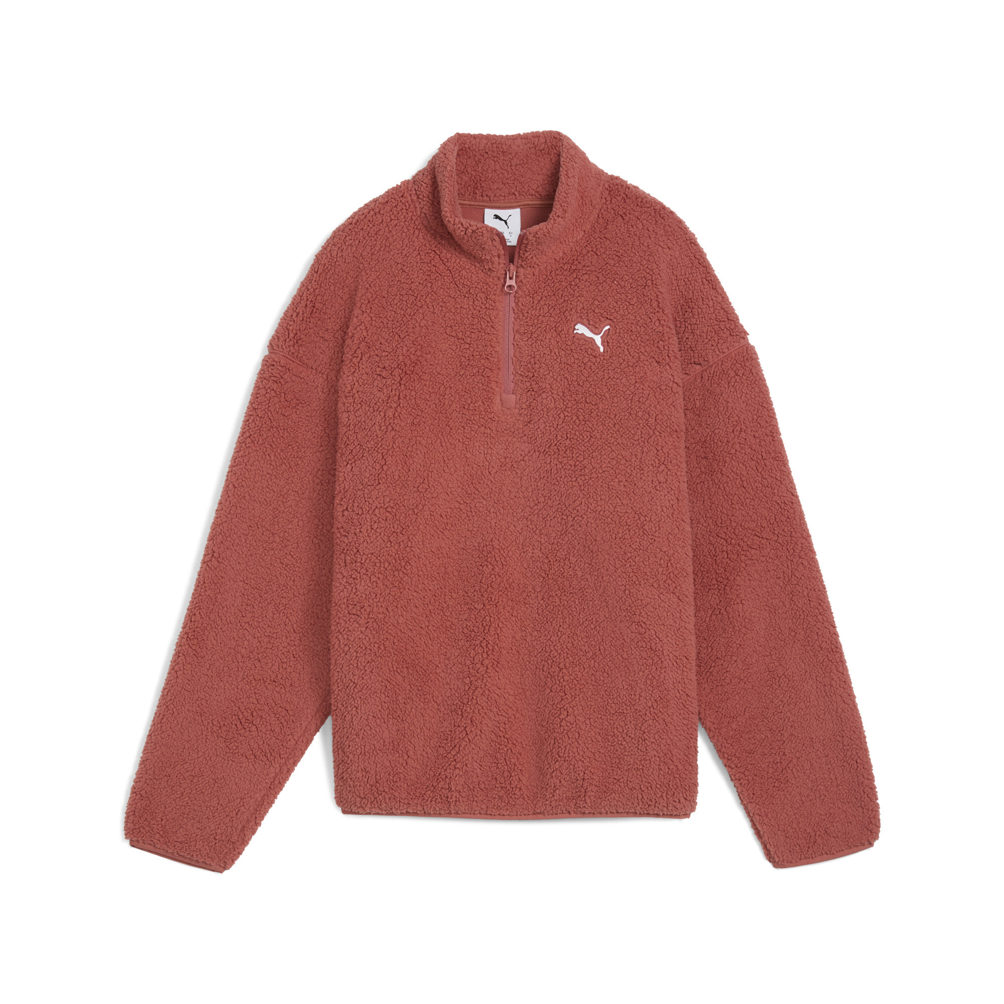 PUMA Essentials Elevated Comfort sweatshirt met halve ritssluiting en ronde hals voor Dames, Rood, Maat M thumbnail 3