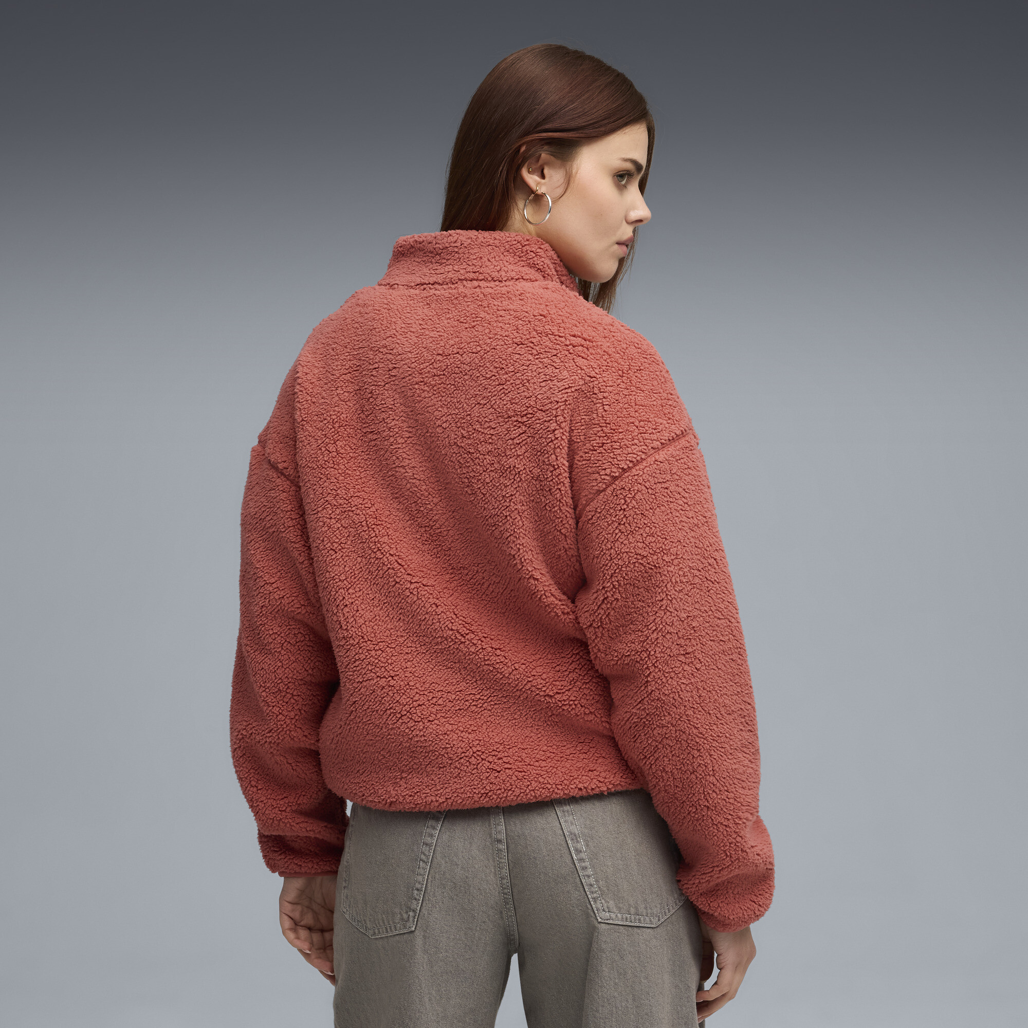 PUMA Essentials Elevated Comfort sweatshirt met halve ritssluiting en ronde hals voor Dames, Rood, Maat M thumbnail 5