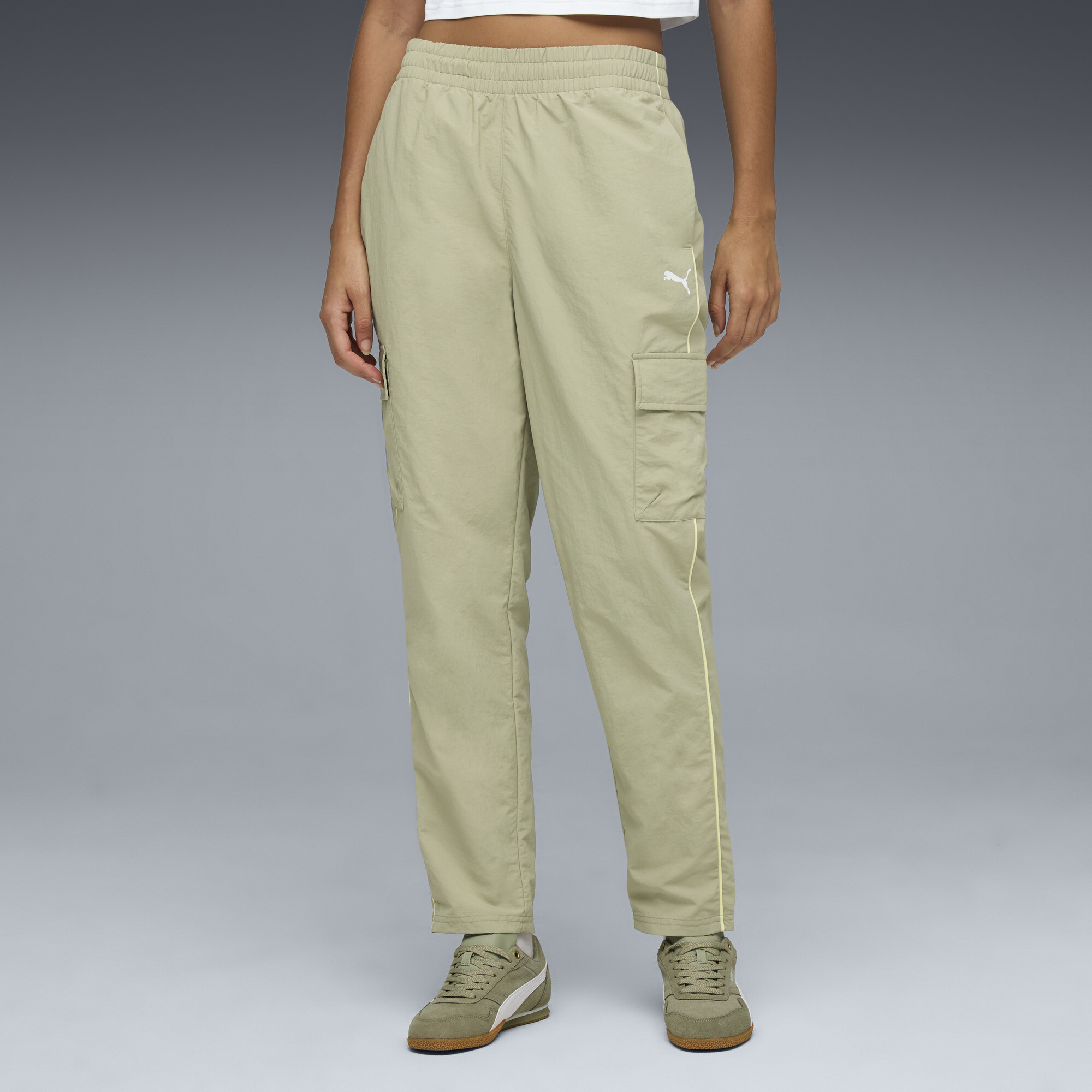PUMA Sport Heritage Women's Woven Cargo Pants in Green, Size XS