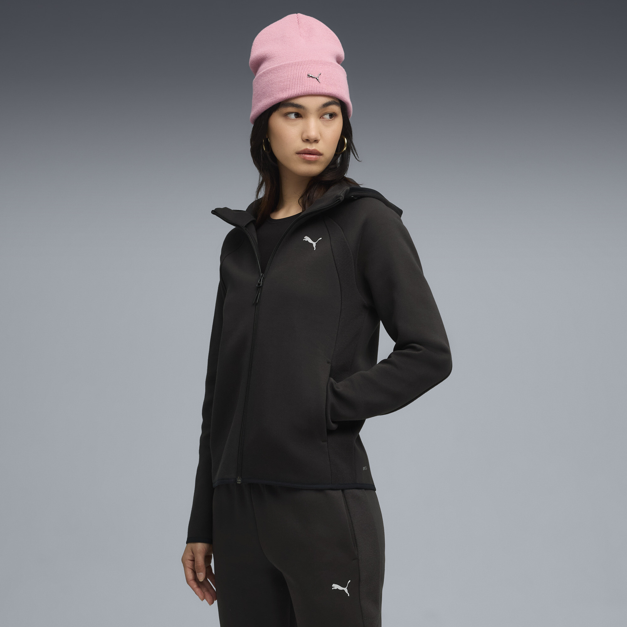PUMA Evostripe Women's Zip Up Hoodie in Black, Size M