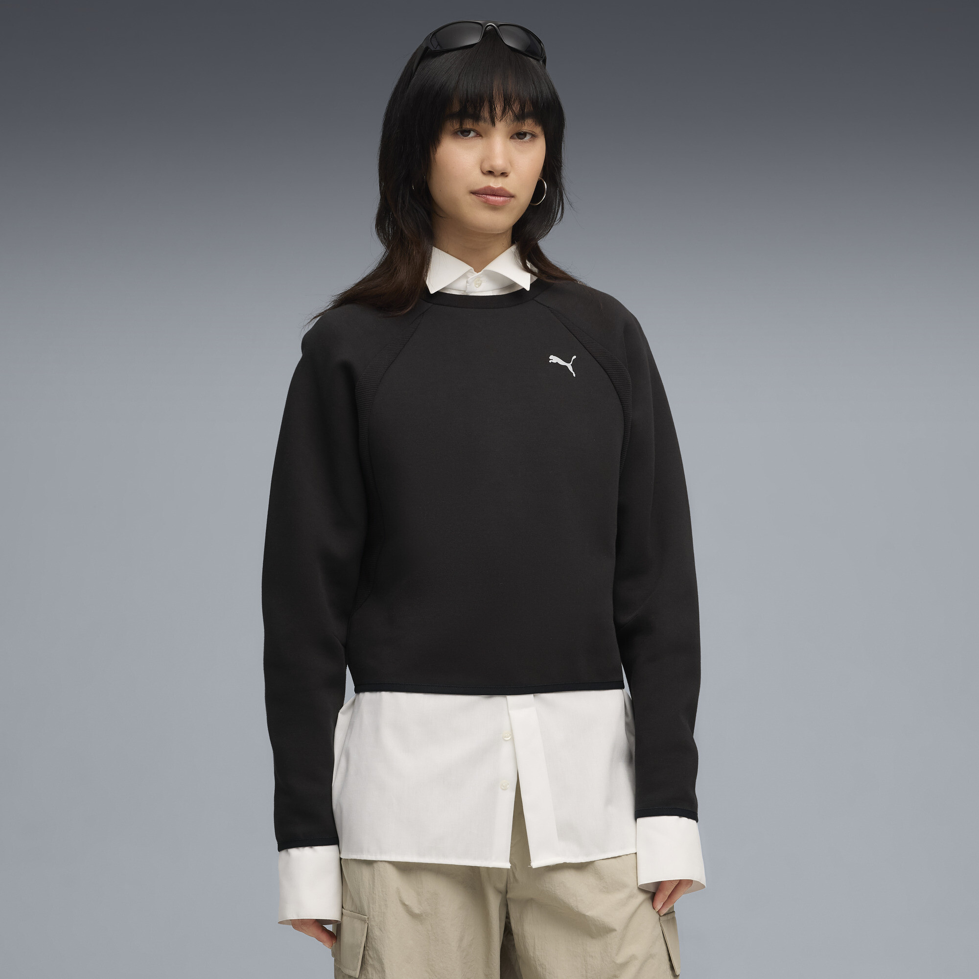 PUMA Evostripe Women's Crew Neck Sweatshirt in Black, Size M