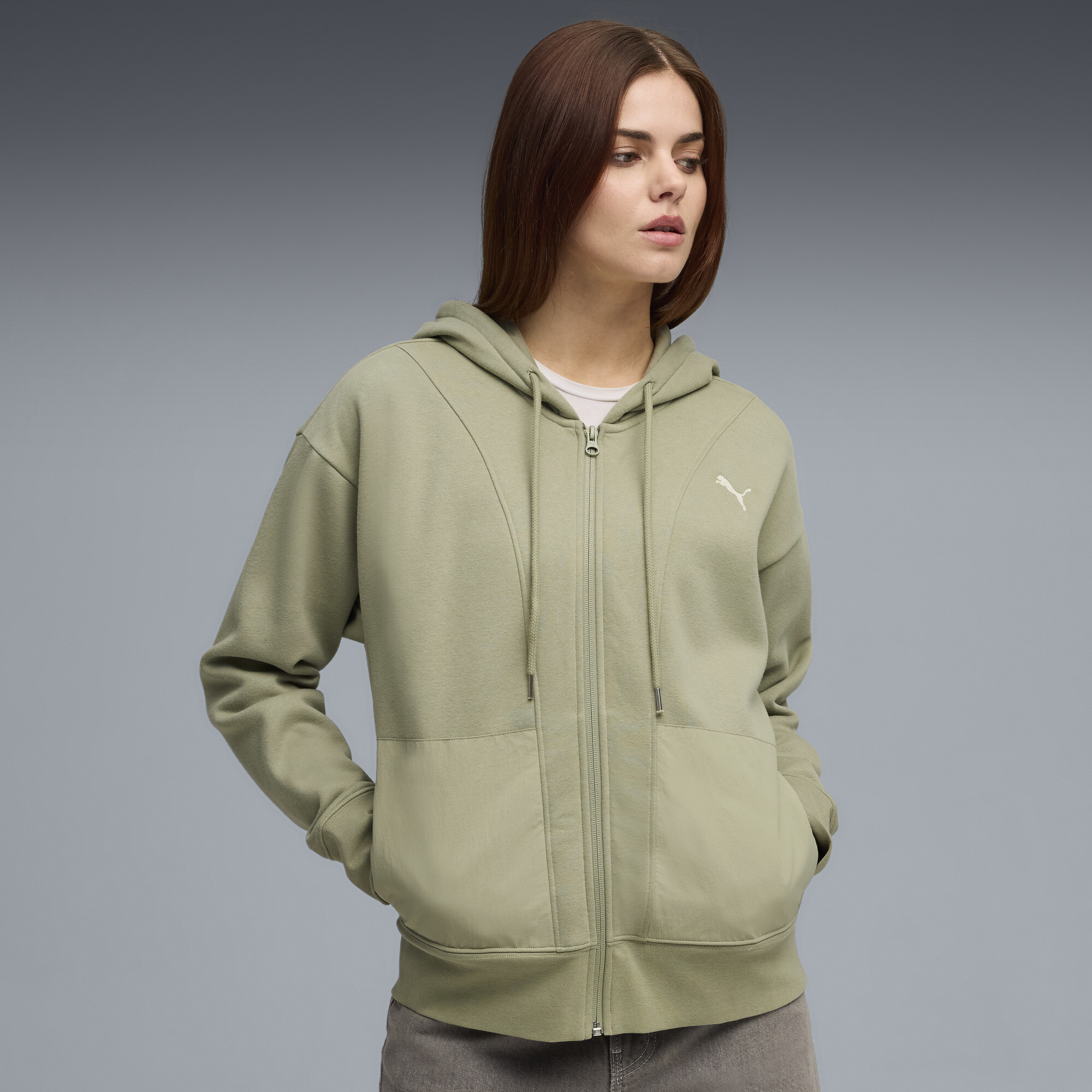 PUMA HER relaxte hoodie met volledige rits voor Dames, Maat S