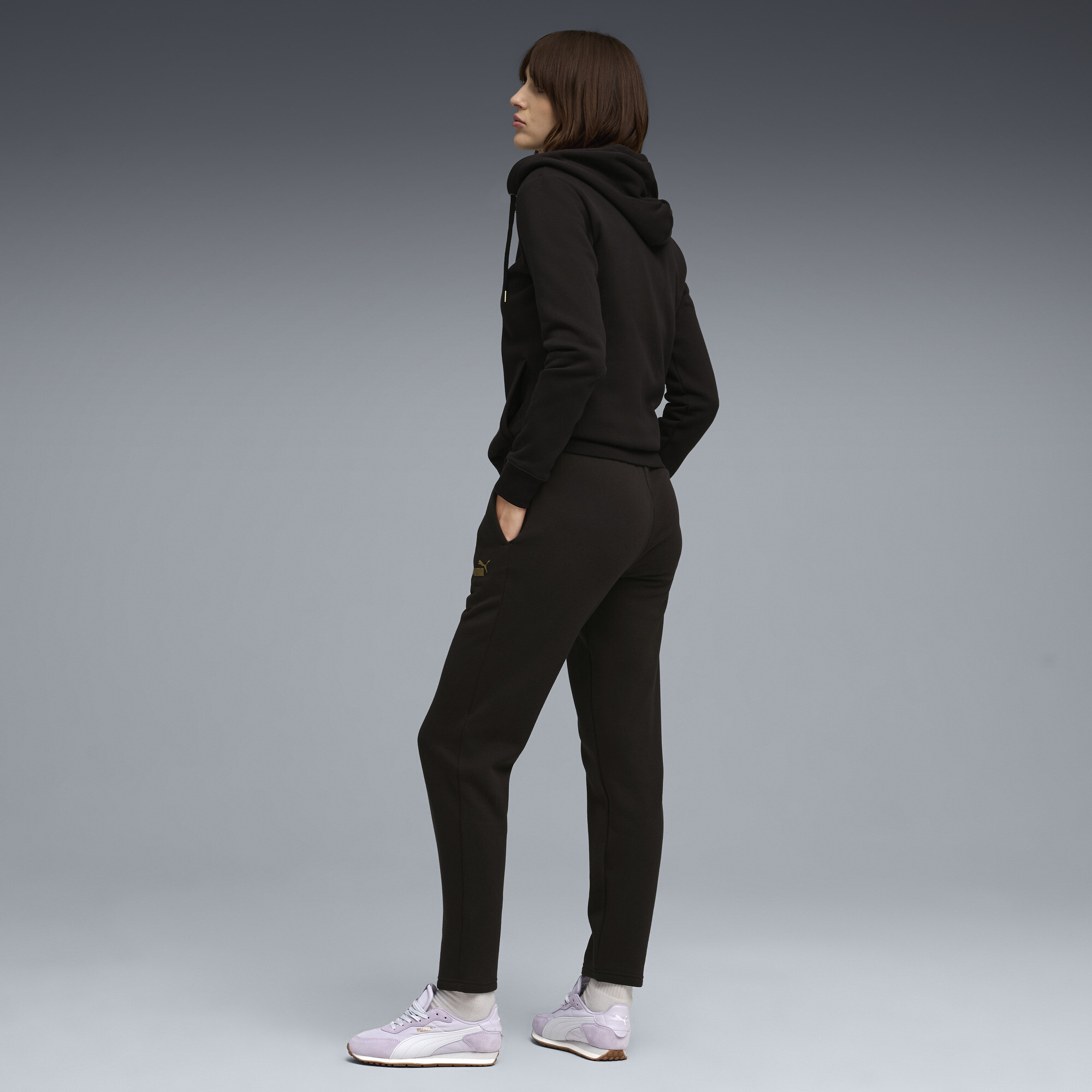PUMA Metallic joggingpak met capuchon voor Dames, Zwart, Maat S thumbnail 5