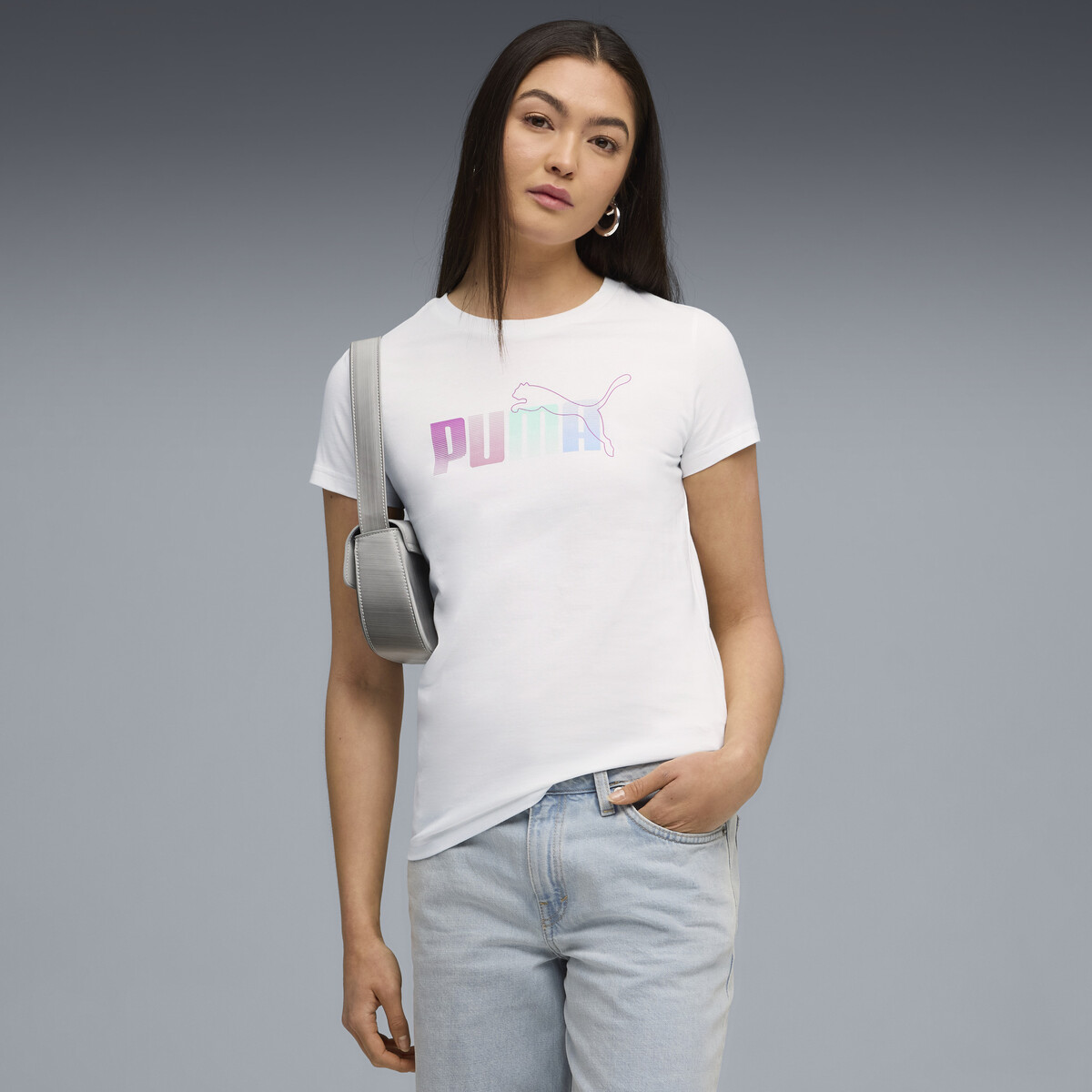 Graphic Stacked T-Shirt Women in White by PUMA, XL