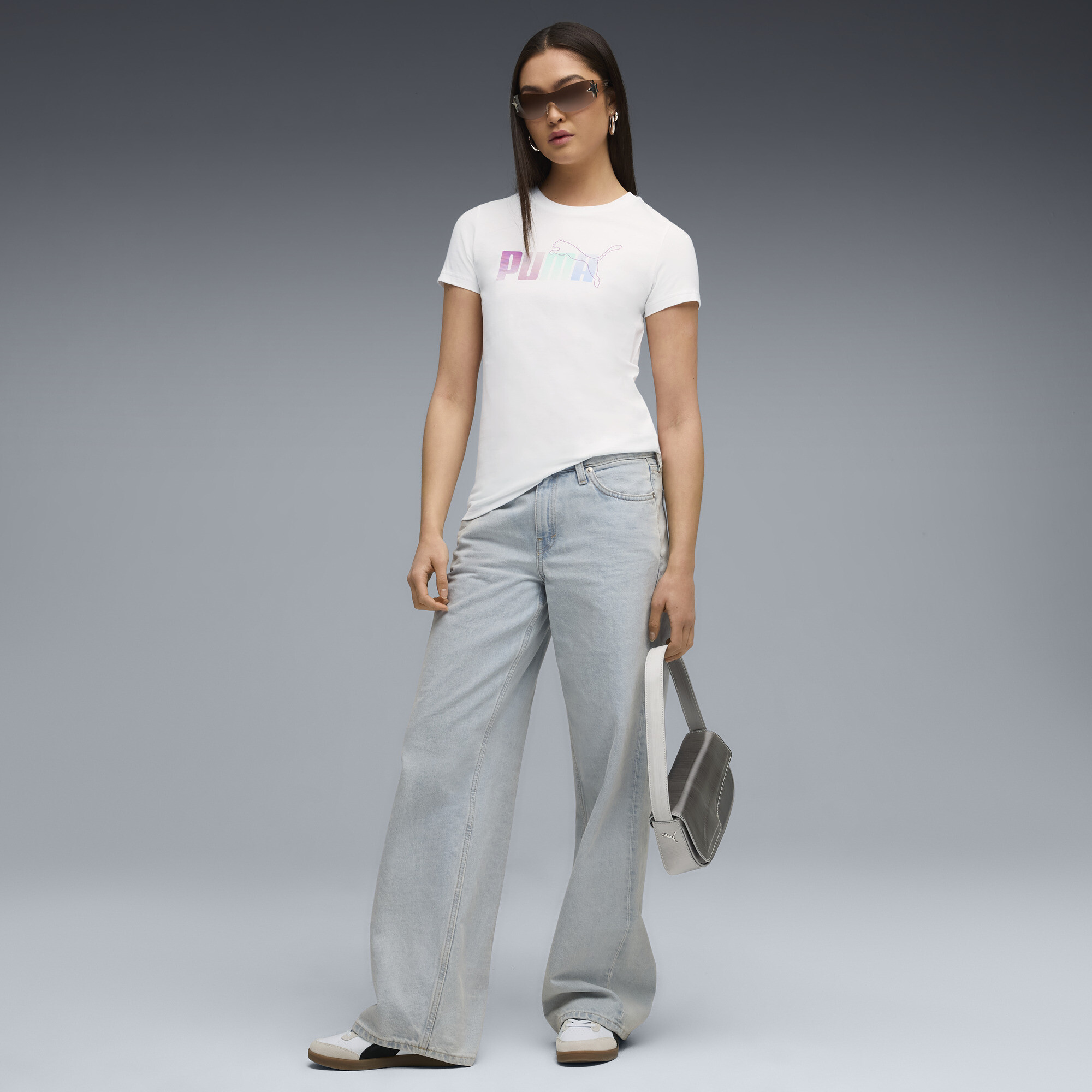 PUMA Graphic Stacked T-shirt voor Dames, Wit, Maat XL thumbnail 4