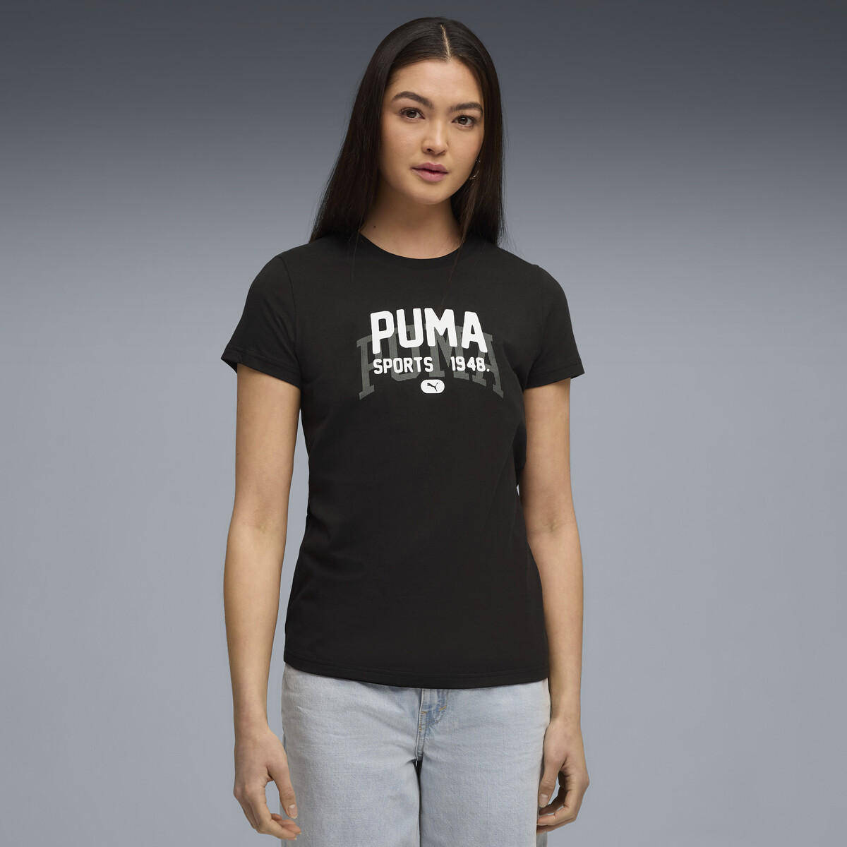 Graphic Varsity T-Shirt Women in Black by PUMA, Small