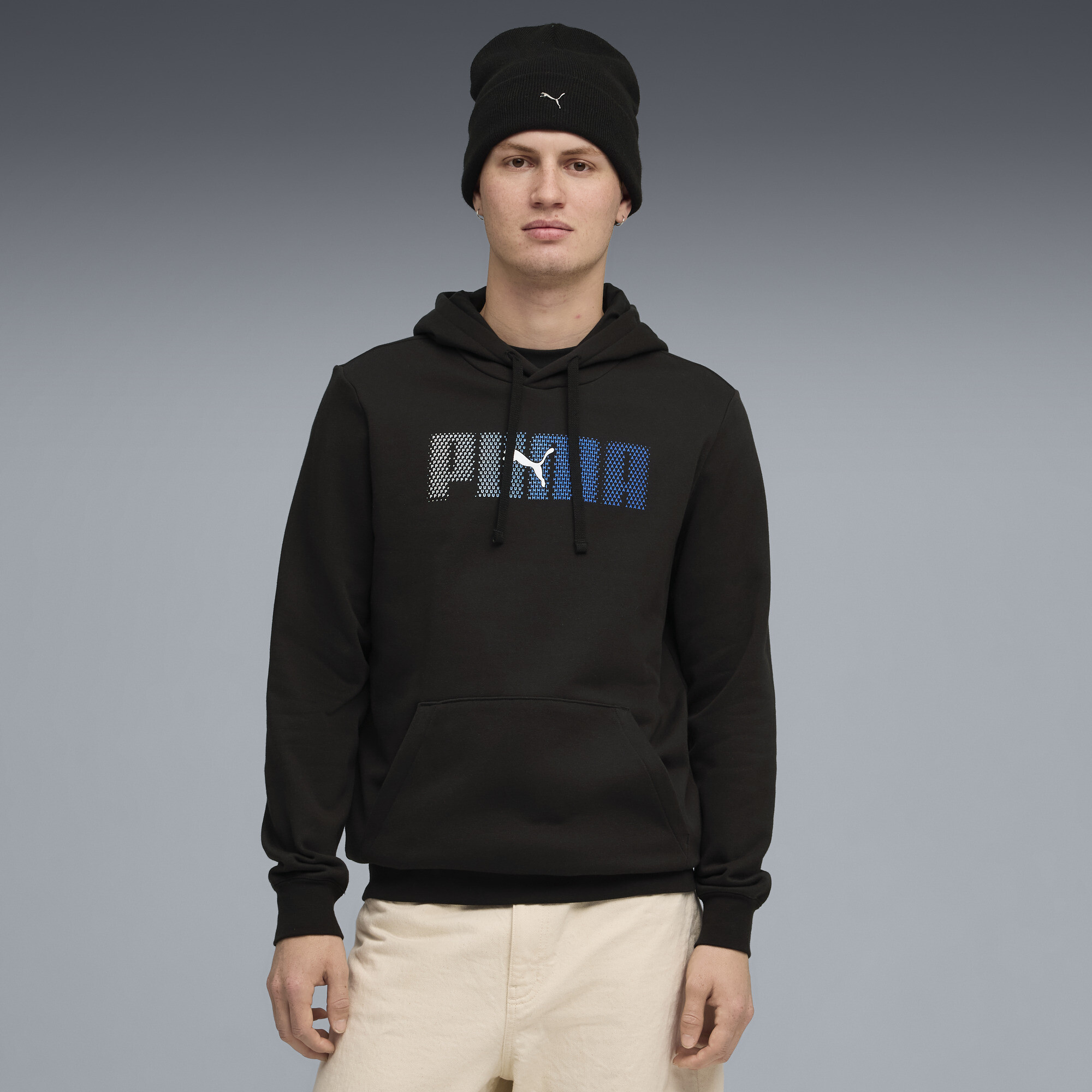 PUMA Essentials Logo Lab Men's Fleece Hoodie in Black, Size M