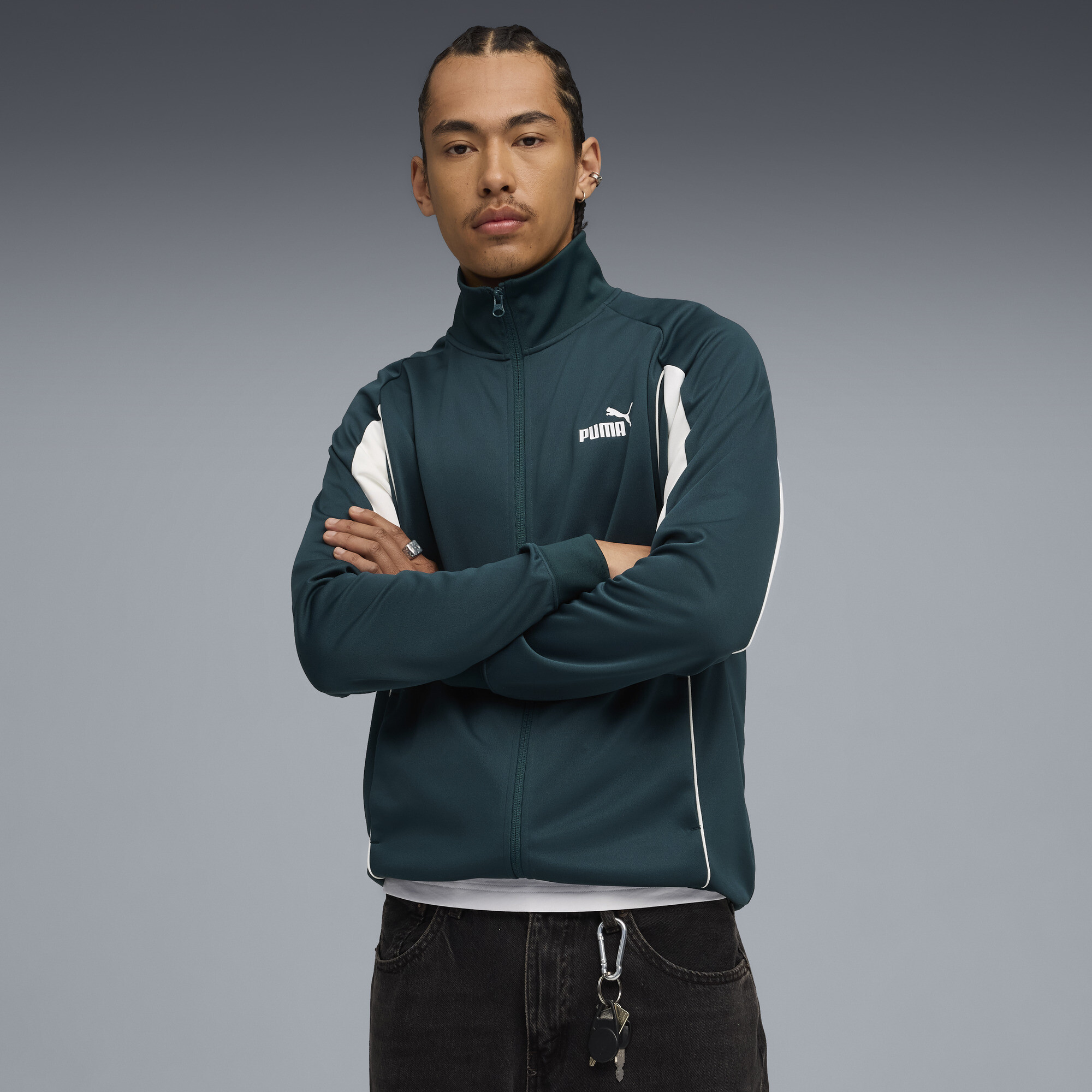 PUMA Sport Heritage Men's Zip-Up Track Jacket in Green, Size S