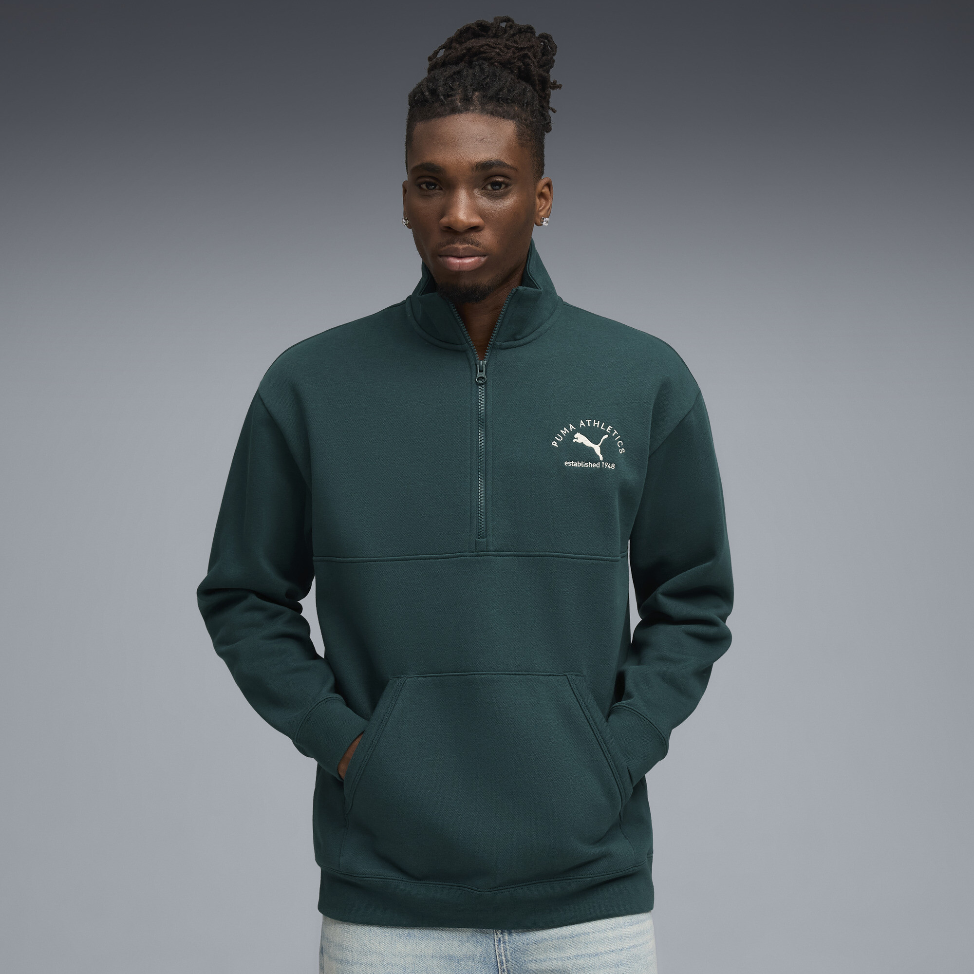 Свитшот PUMA Class Half Zip Sweater Men | Цвет: Зеленый | Green