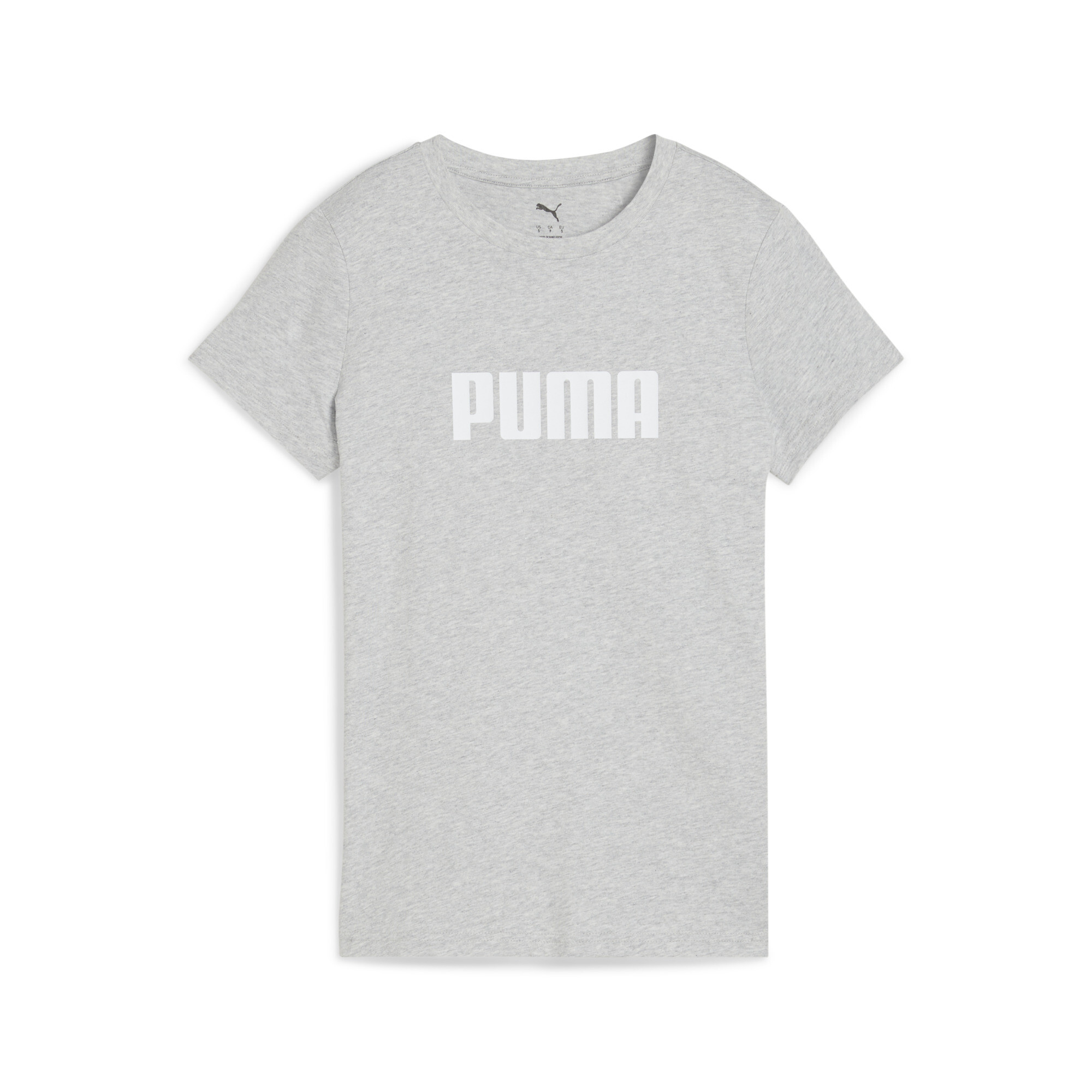 Puma Essentials Logo T-Shirt Damen | Mit Logo Print | Light Gray Heather | Größe: L