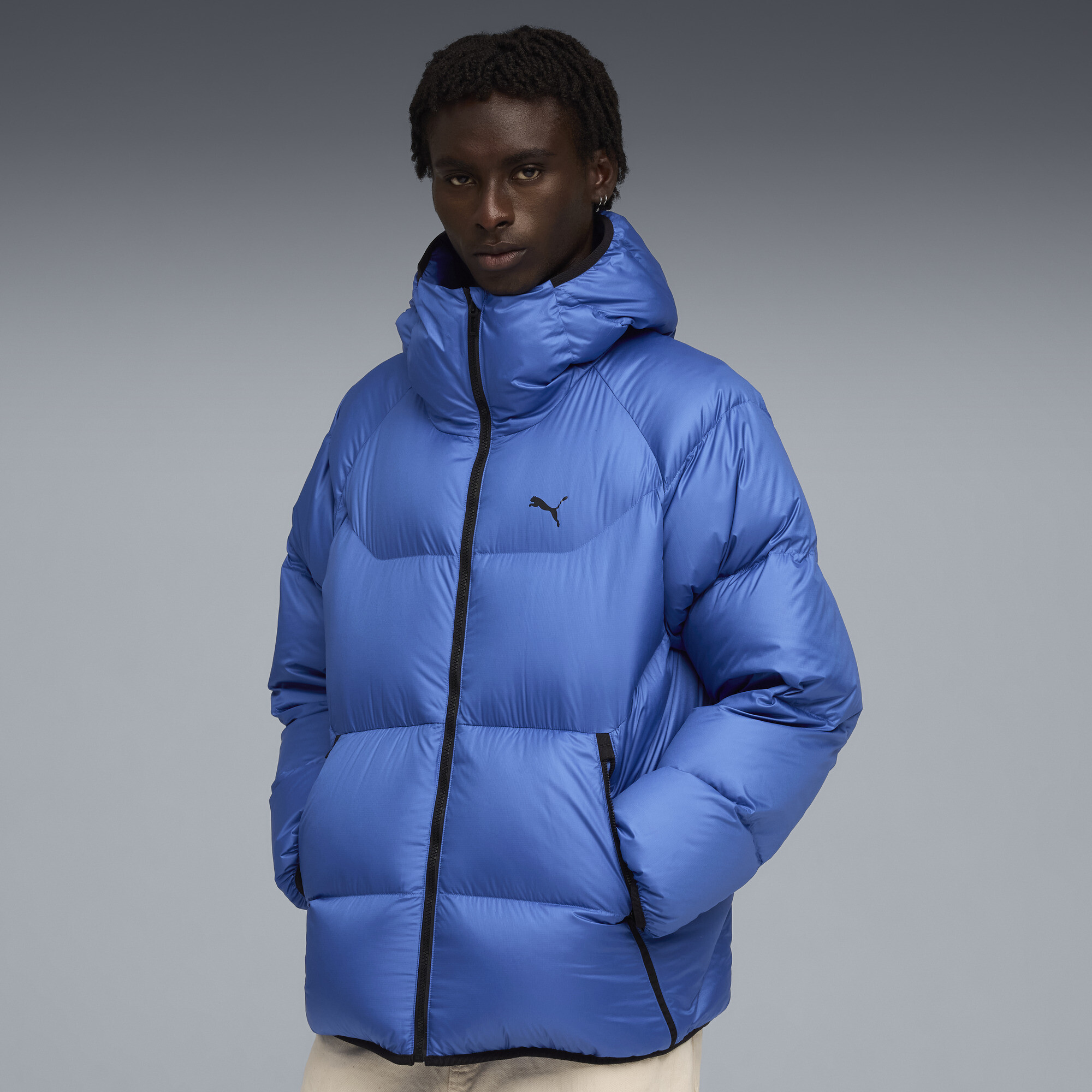 Пуховик Hooded Down Puffer Jacket Men | Цвет: Синий | Mountain