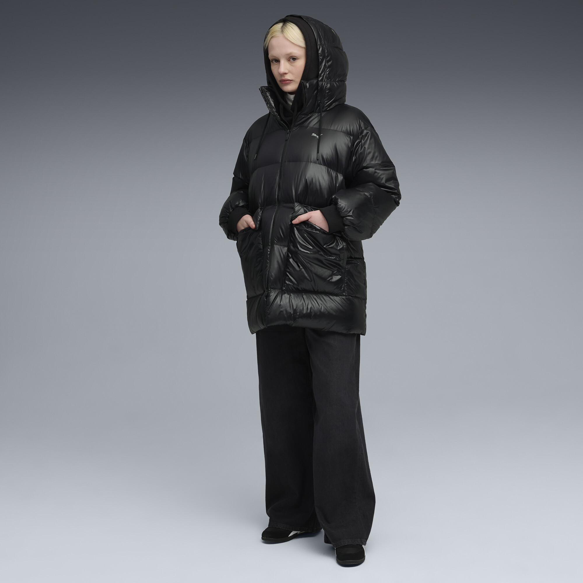 PUMA Style donsjas met capuchon voor Dames, Zwart, Maat XXS thumbnail 4