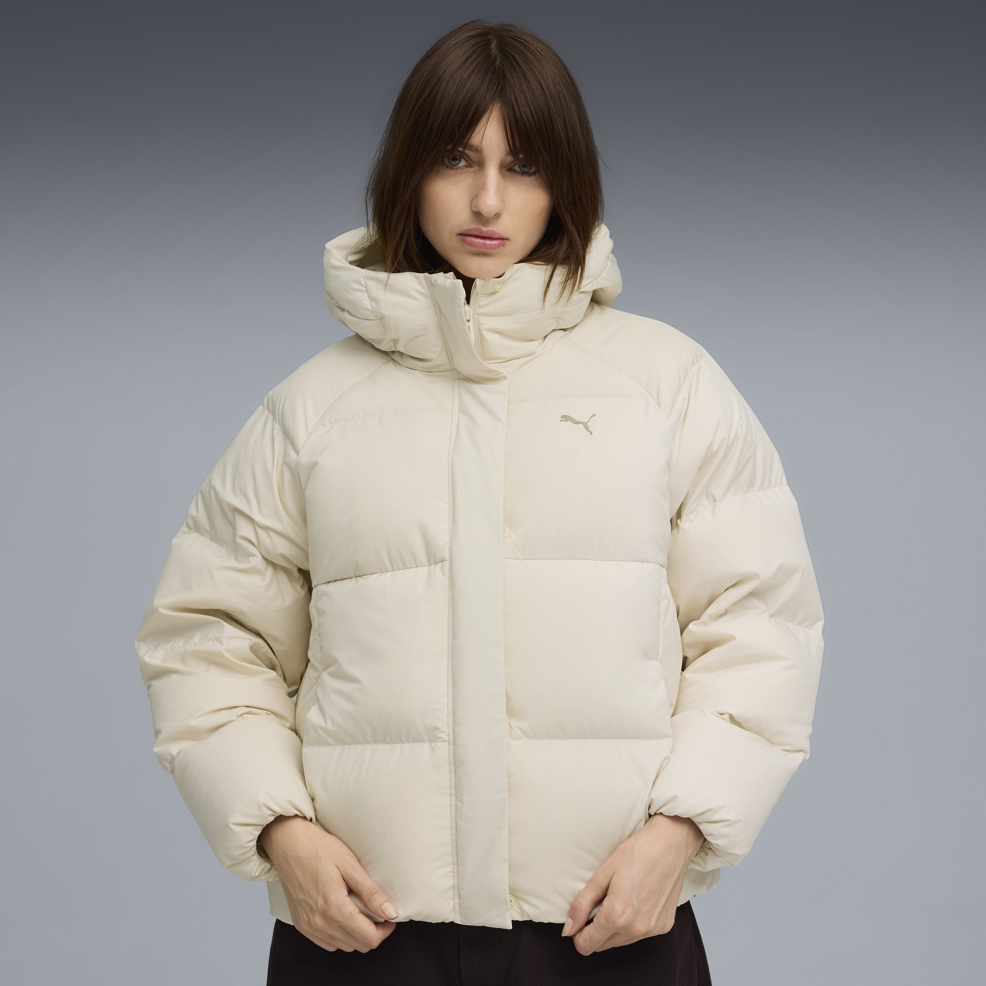 Puma Hooded Down Puffer Jacket Women In White