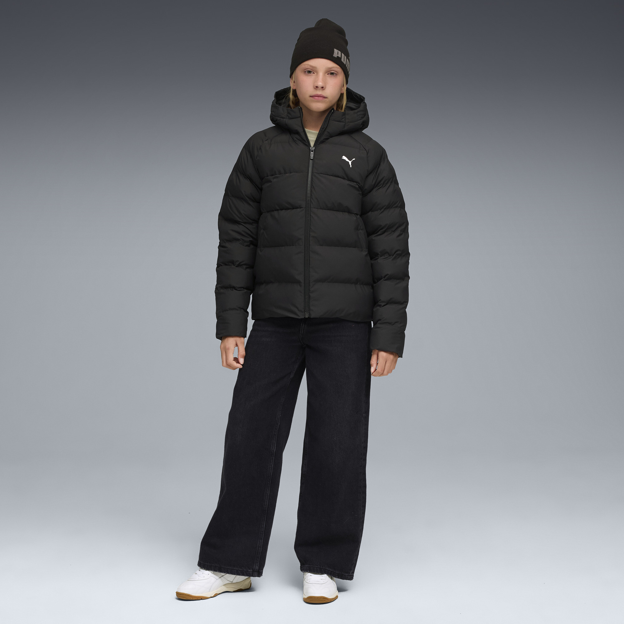 PUMA Pufferjack met capuchon, Zwart, Maat 15-16Y thumbnail 5