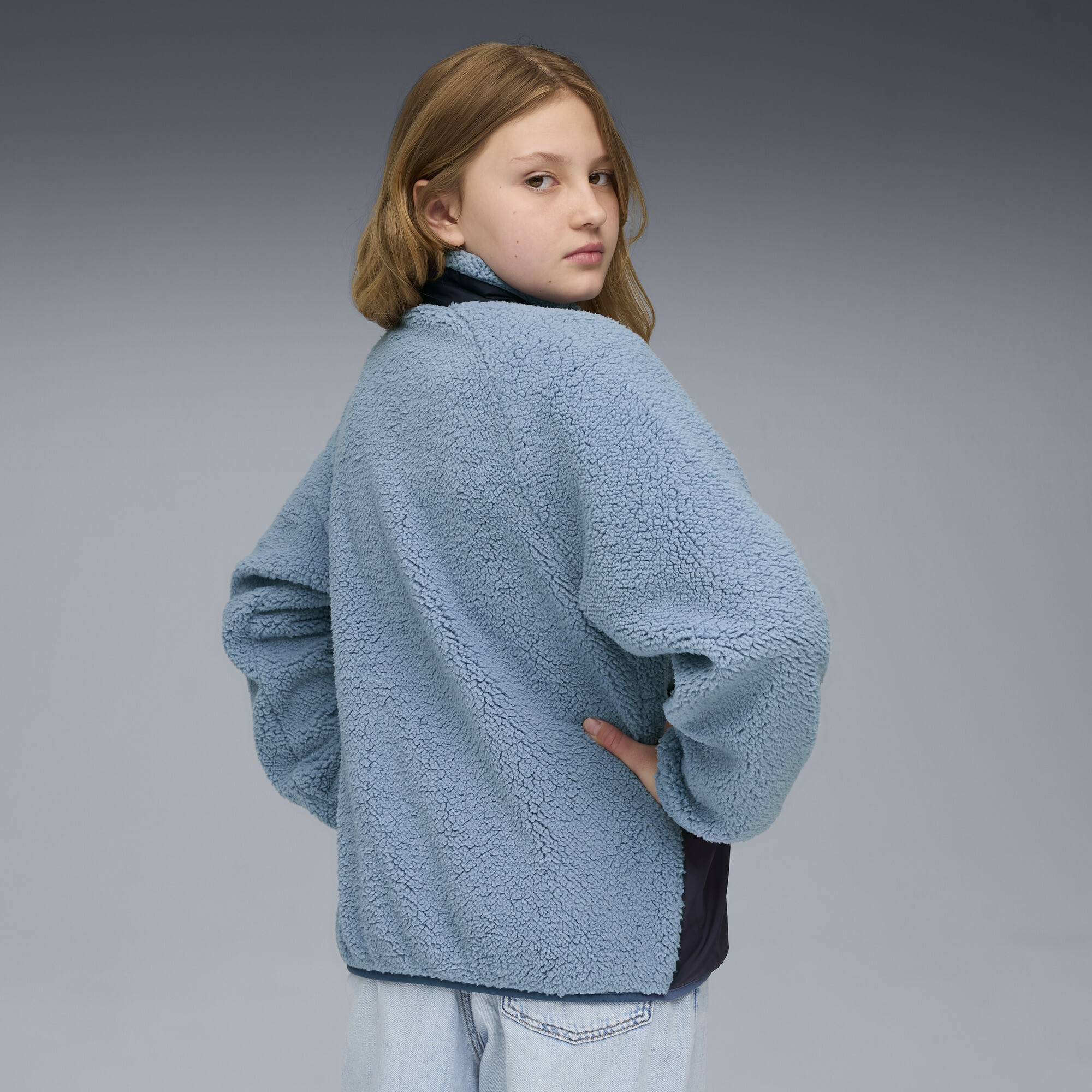 PUMA Hybride sherpajack, Blauw, Maat 7-8Y thumbnail 4