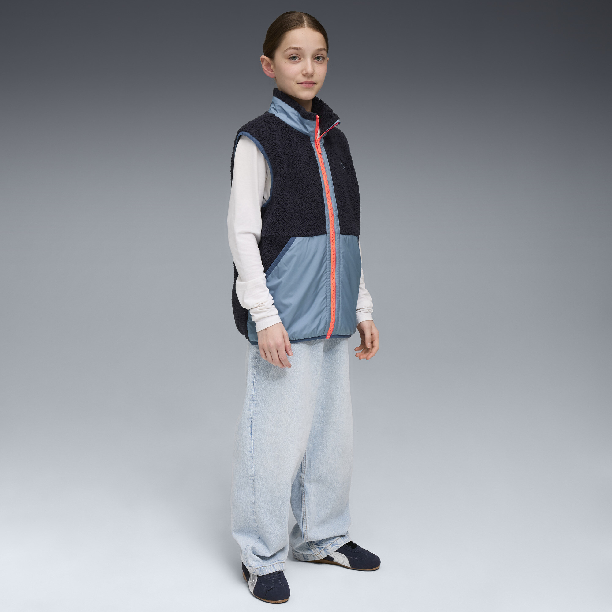 PUMA Hybride sherpabodywarmer, Blauw, Maat 6-7Y thumbnail 5