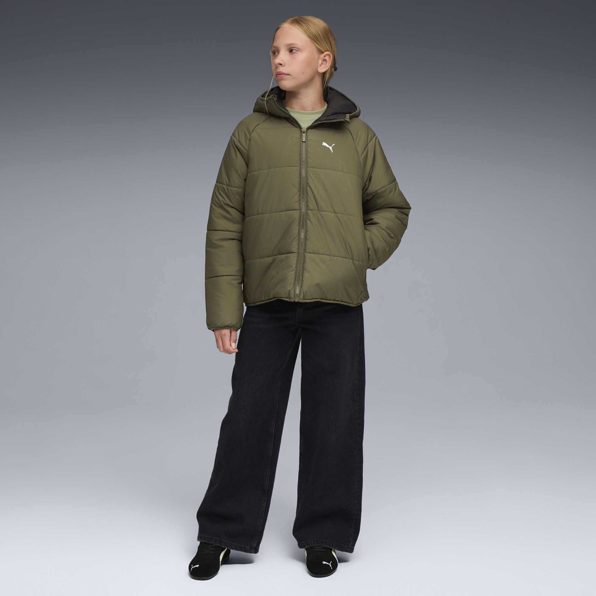 PUMA Omkeerbaar pufferjack, Groen, Maat 15-16Y thumbnail 5