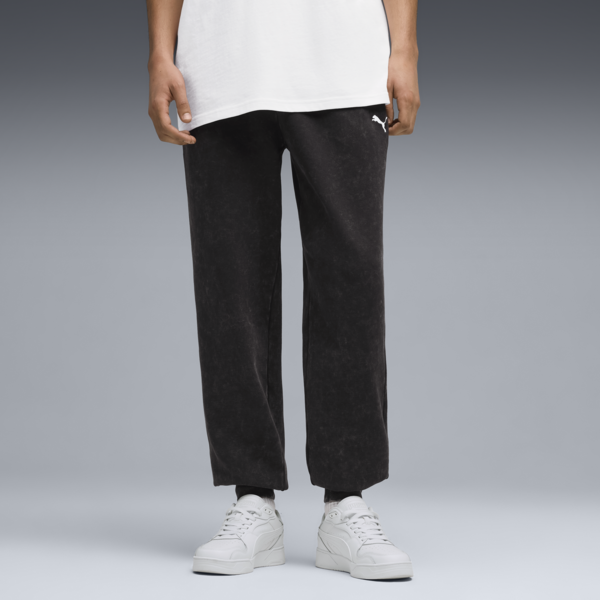 Essentials Elevated Relaxed Wash Sweatpants Men, PUMA Black, large-ZAF