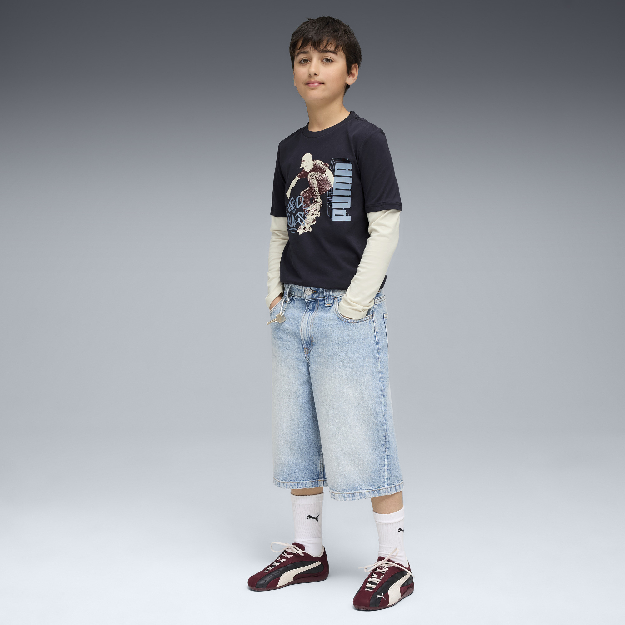 PUMA MID90s gelaagde top met lange mouwen voor Heren, Blauw, Maat 15-16Y thumbnail 2