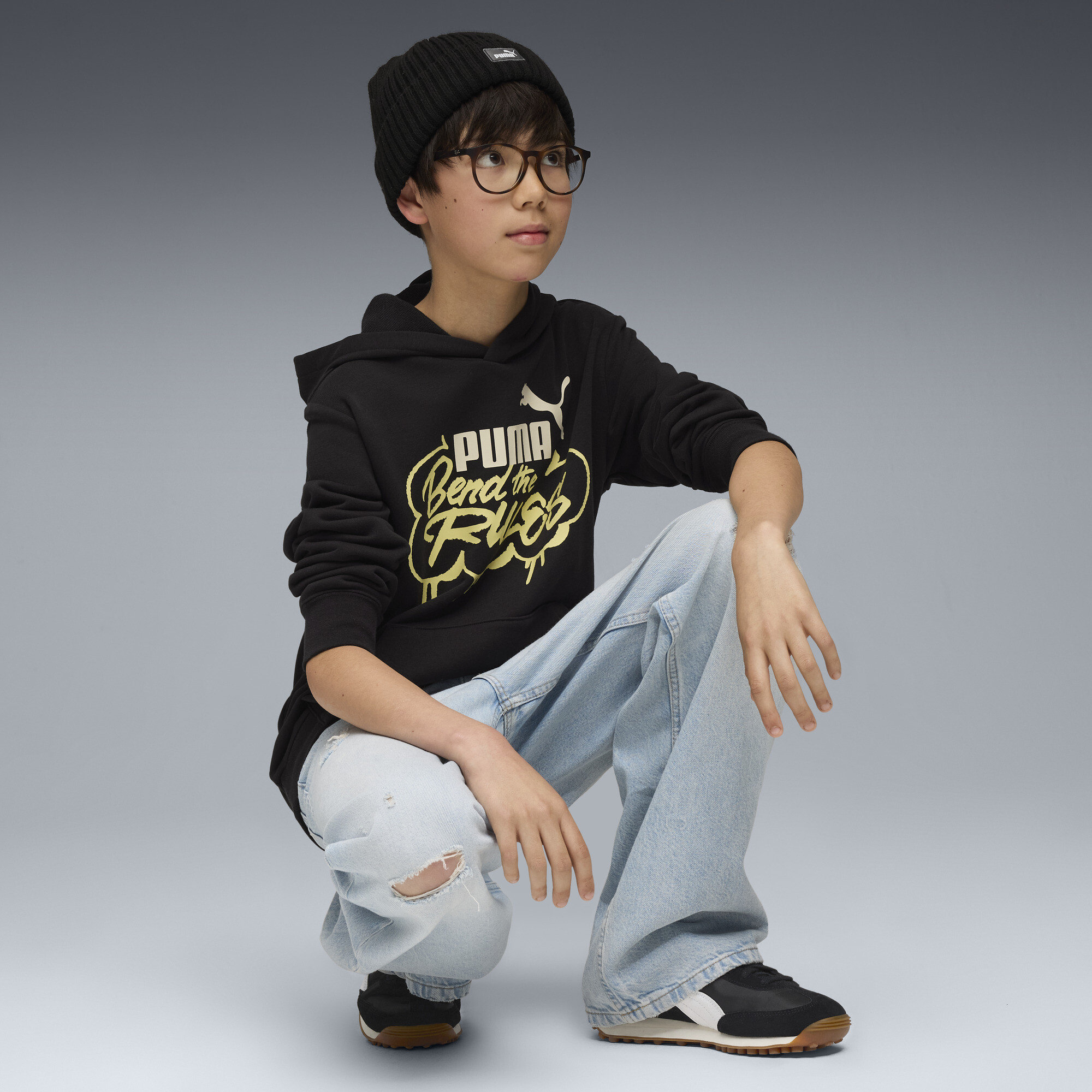 PUMA MID90s hoodie voor Heren, Zwart, Maat 15-16Y thumbnail 2