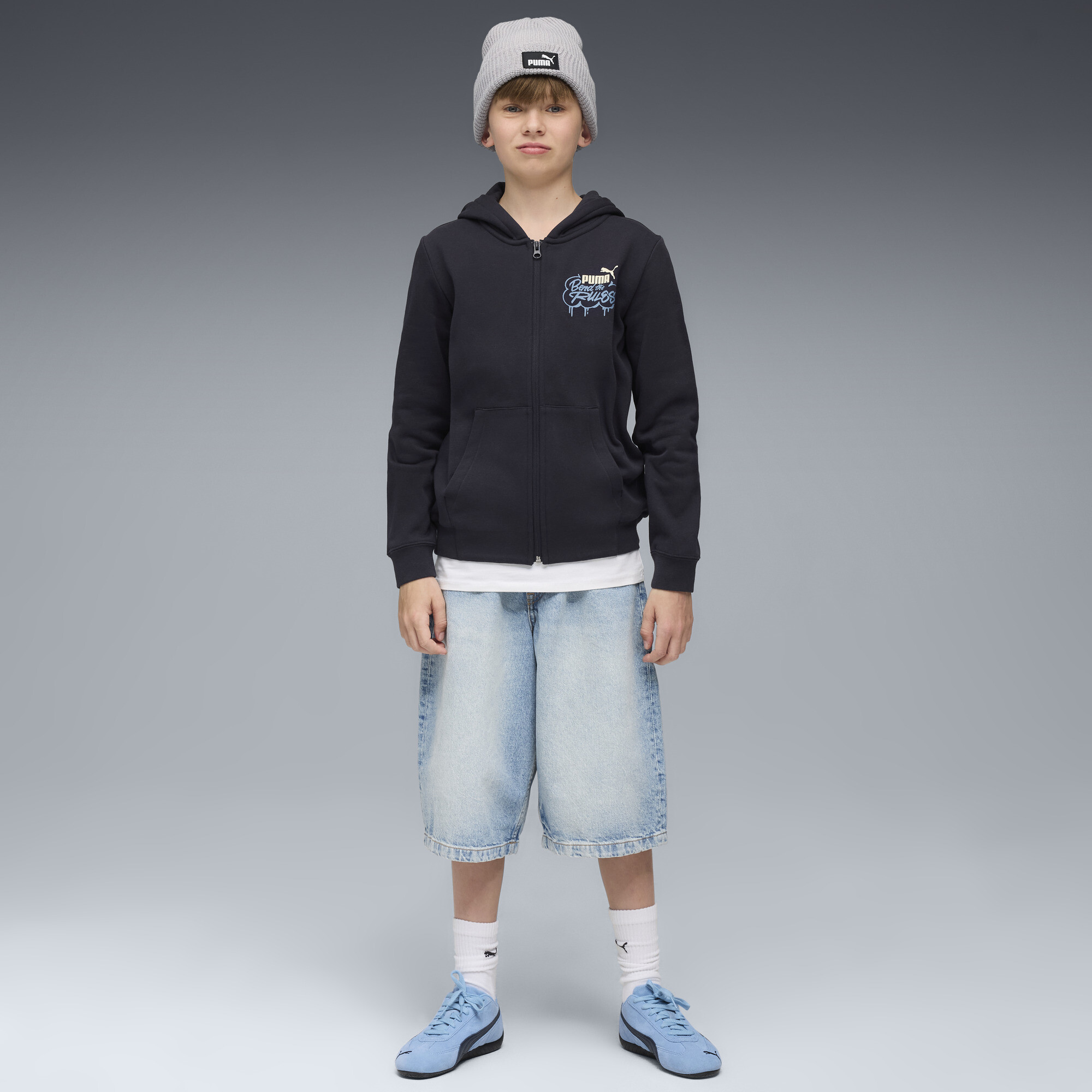 PUMA MID90s top met volledige rits voor Heren, Blauw, Maat 9-10Y thumbnail 4