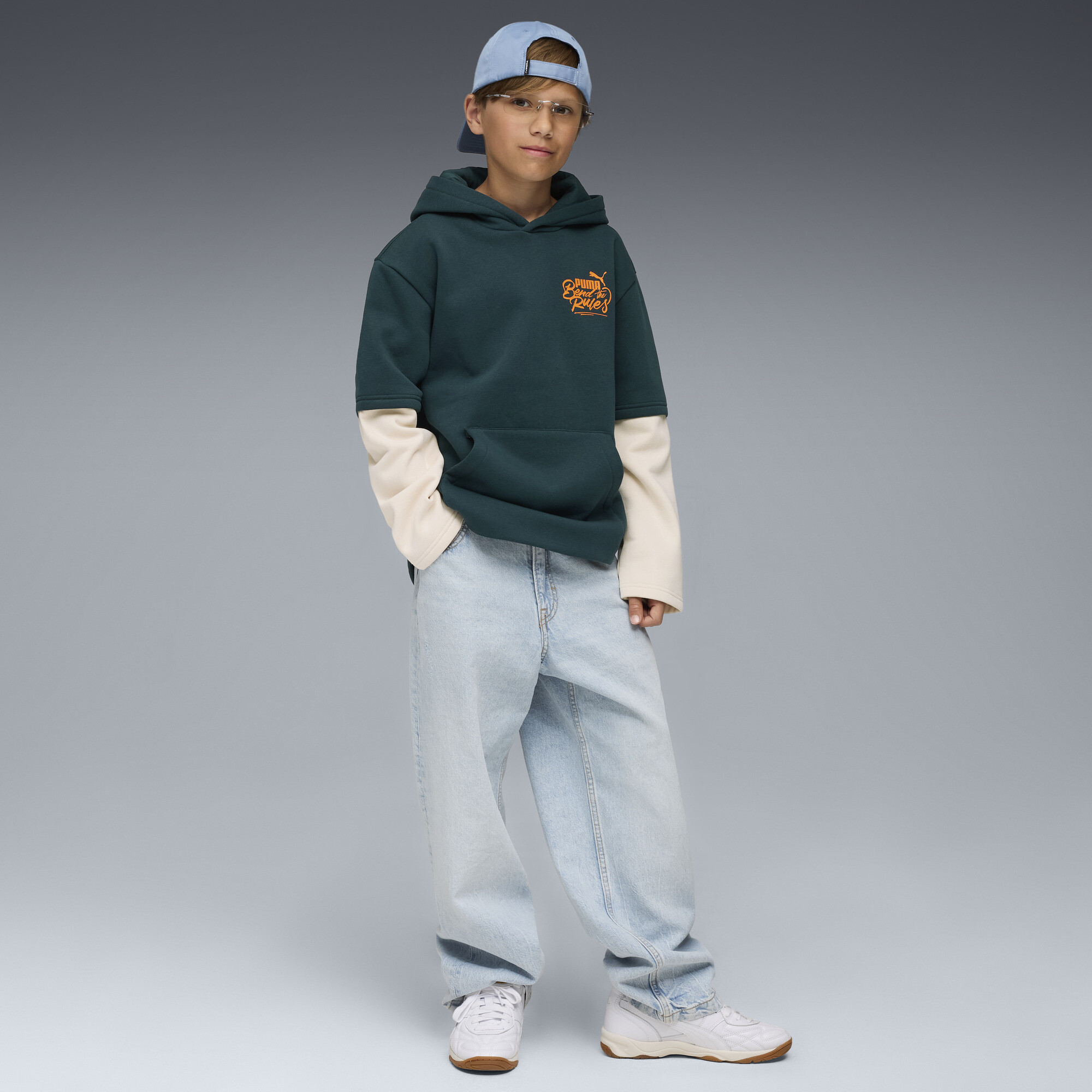 PUMA MID90s gelaagde hoodie voor Heren, Groen, Maat 13-14Y thumbnail 4