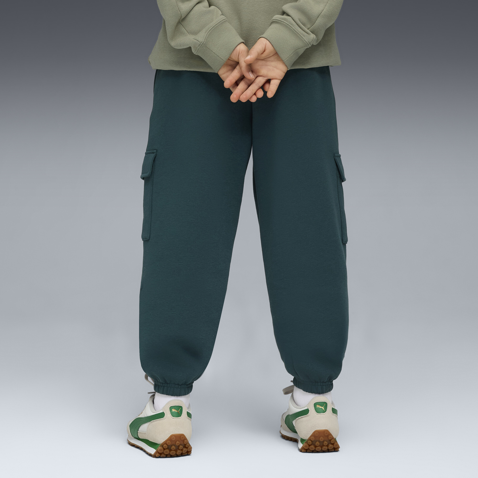 PUMA MID90s cargo sweatpant voor Heren, Groen, Maat 9-10Y thumbnail 5