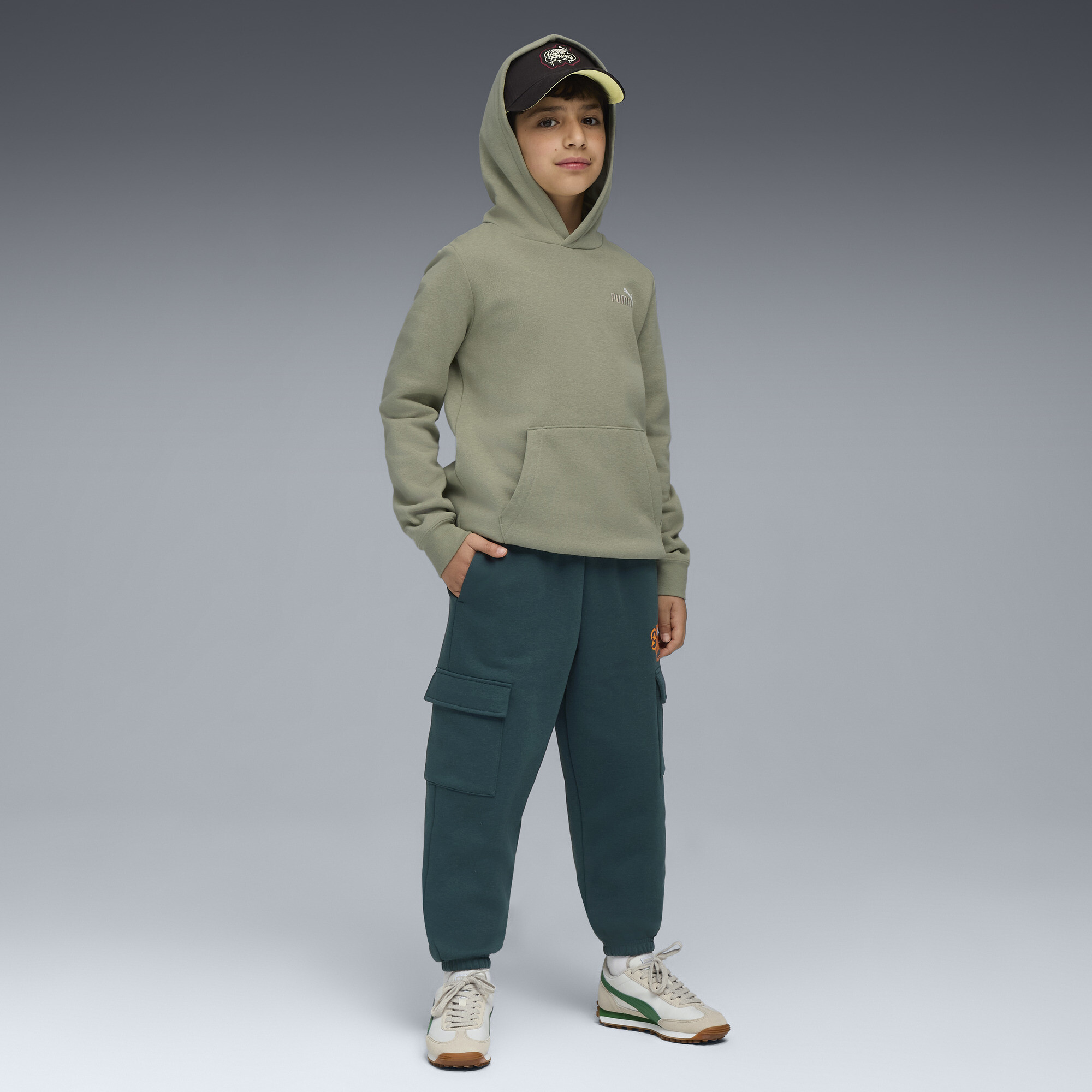 PUMA MID90s cargo sweatpant voor Heren, Groen, Maat 9-10Y thumbnail 4