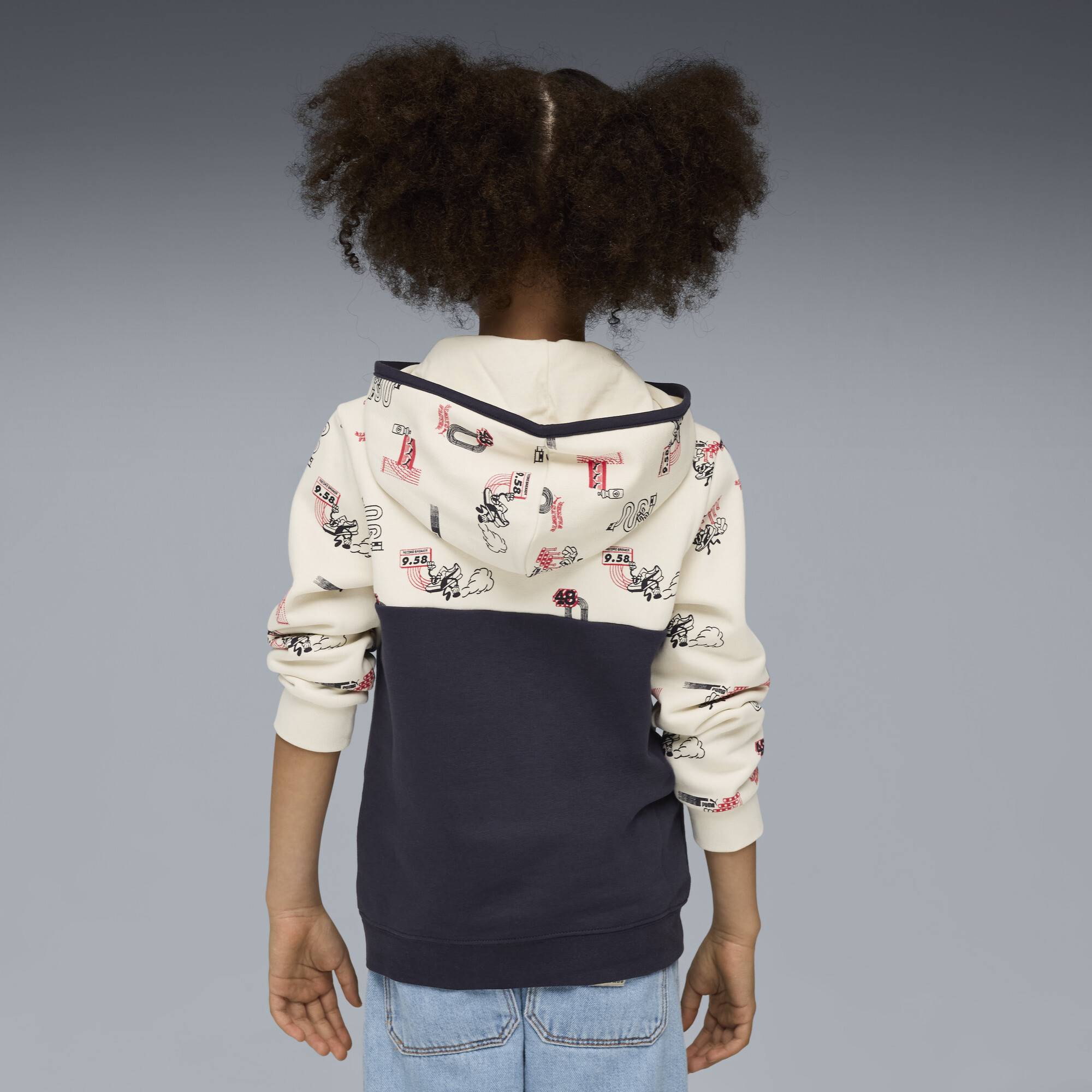 PUMA Little Runners hoodie met halve rits, Blauw, Maat 2-3Y thumbnail 2