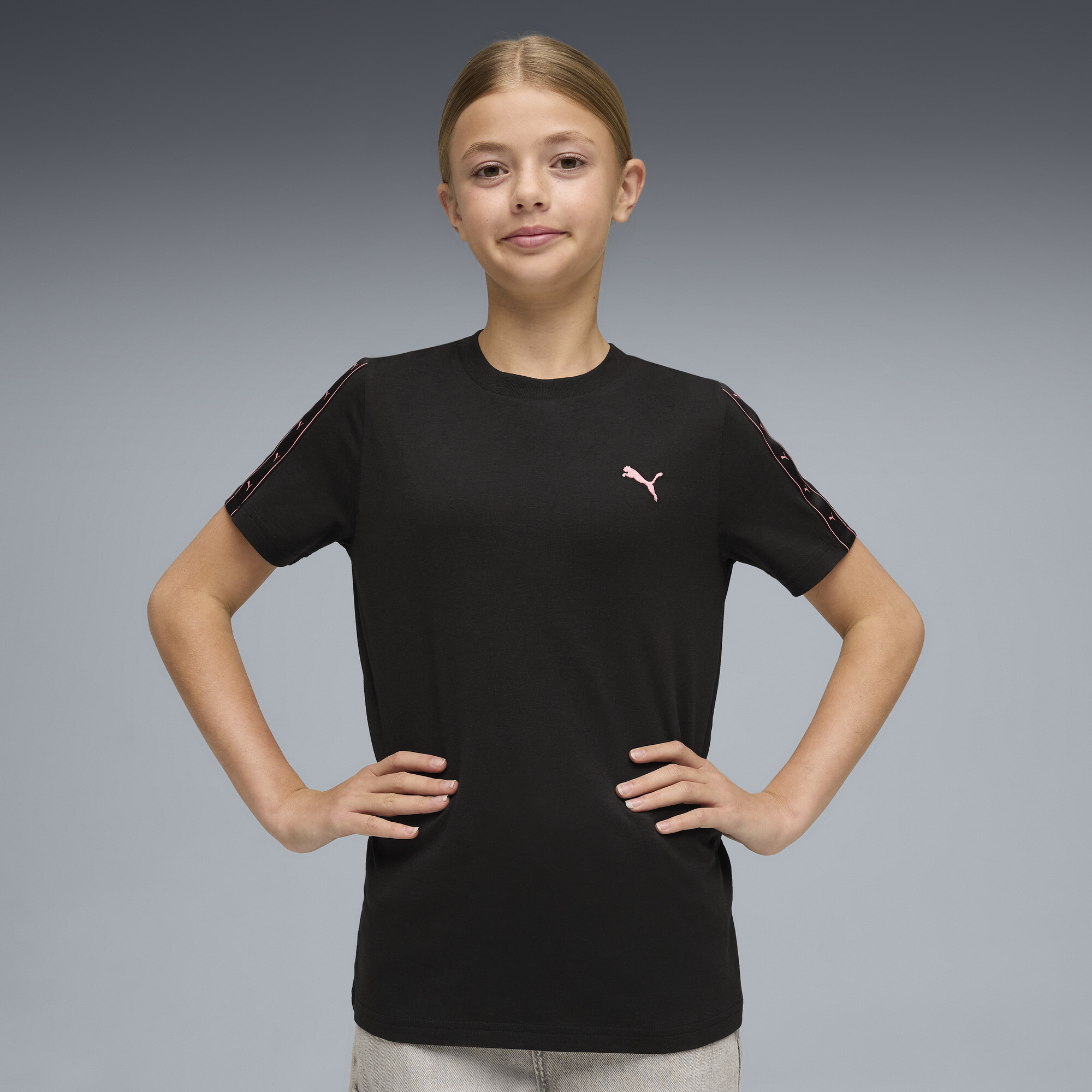 PUMA Essentials T-shirt met band voor Dames, Zwart, Maat 9-10Y thumbnail 4