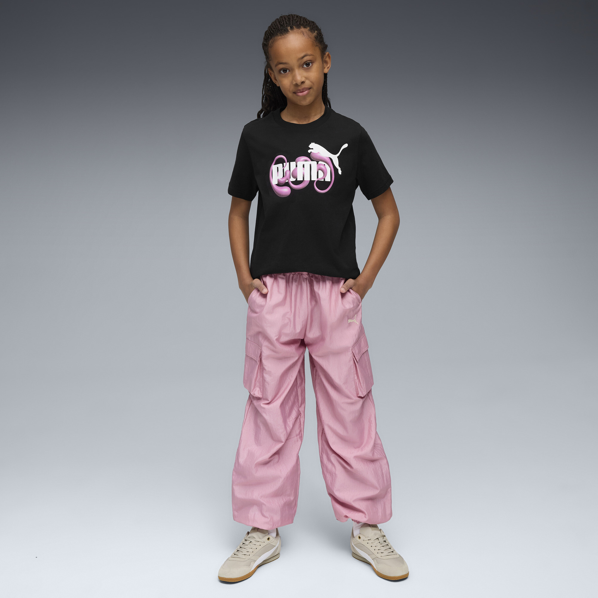 PUMA Graphic No. 1 Logo T-shirt voor Dames, Zwart, Maat 9-10Y thumbnail 4