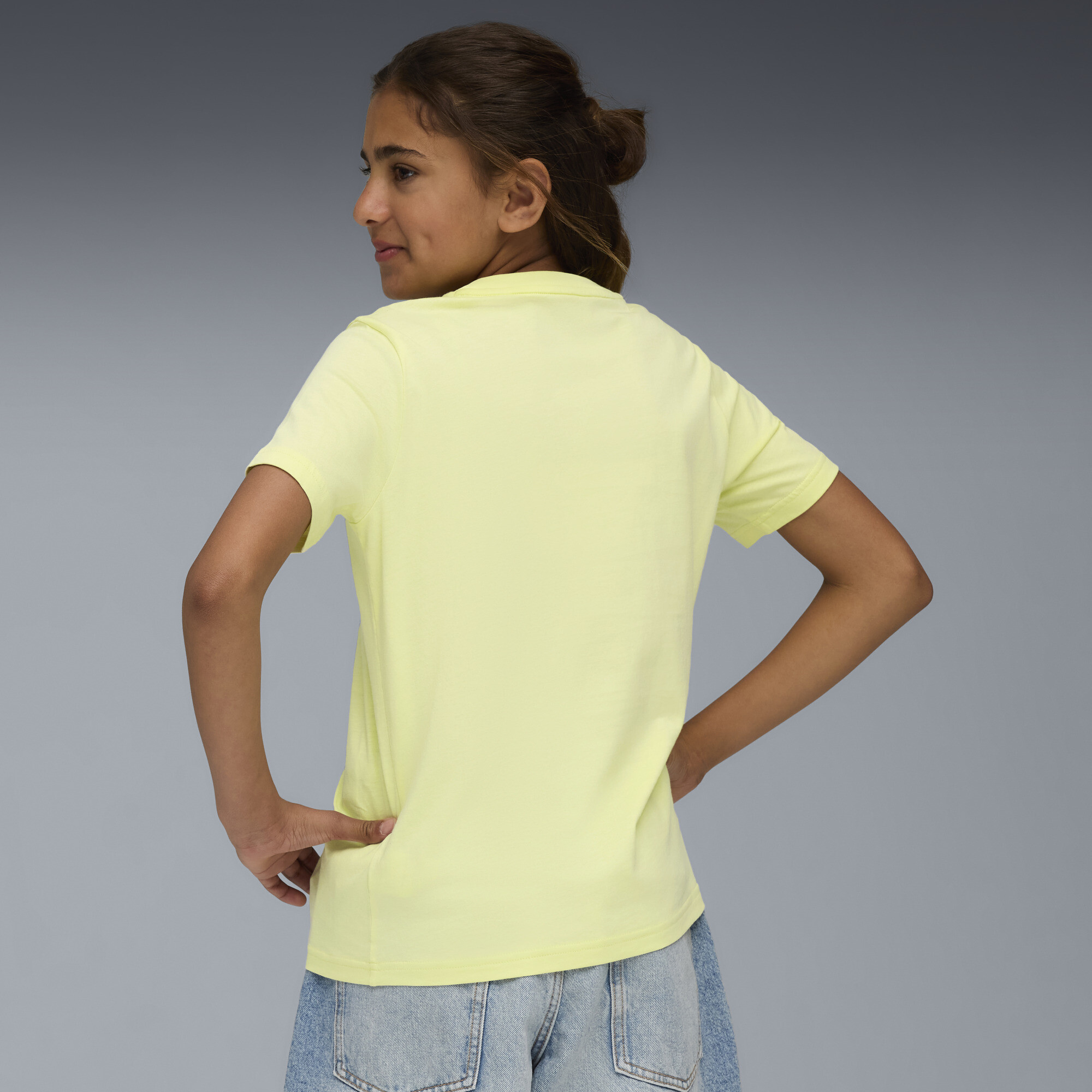 PUMA Graphic No. 1 Logo T-shirt voor Dames, Goud, Maat 13-14Y thumbnail 5