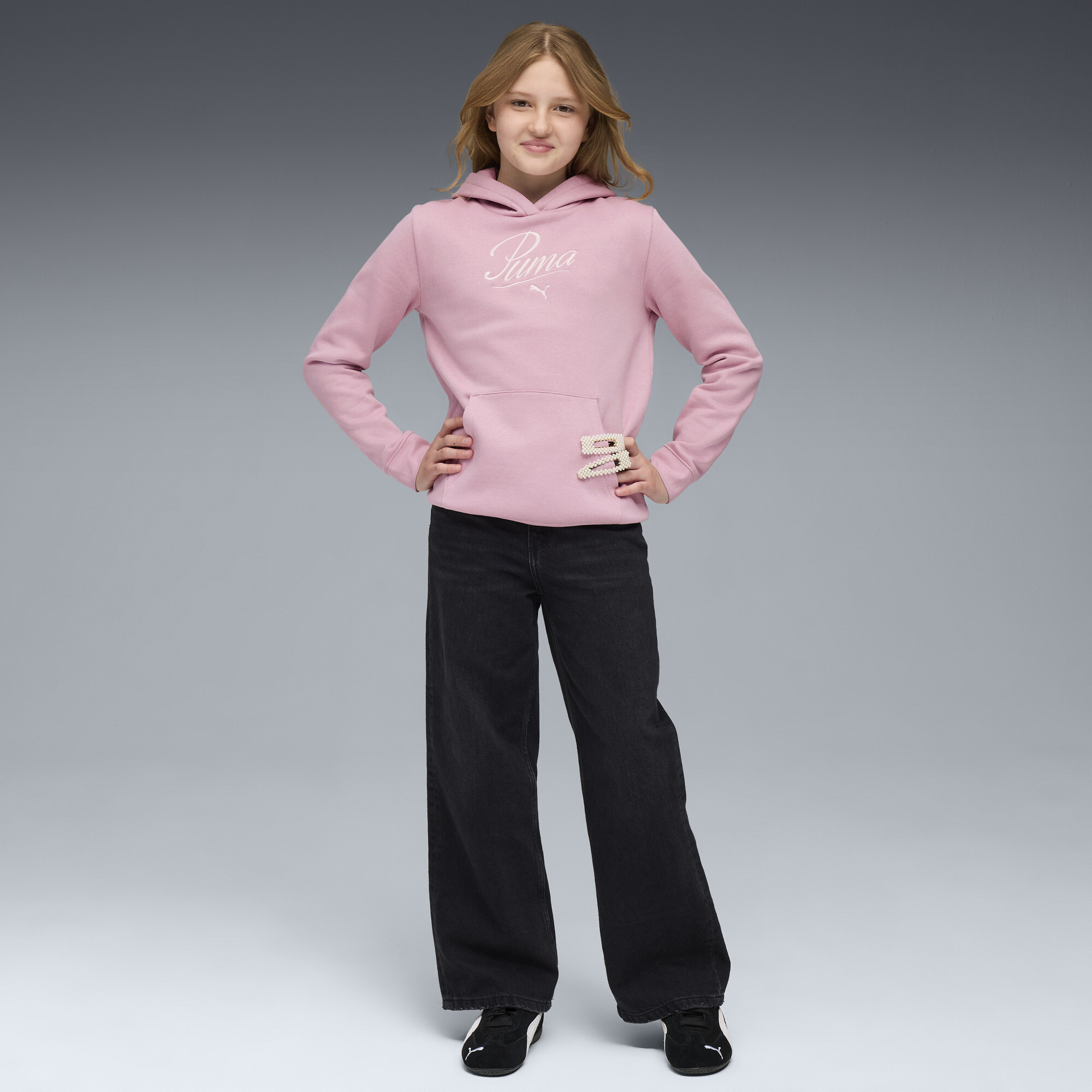 PUMA Essentials Script hoodie voor Dames, Roze, Maat 15-16Y thumbnail 2
