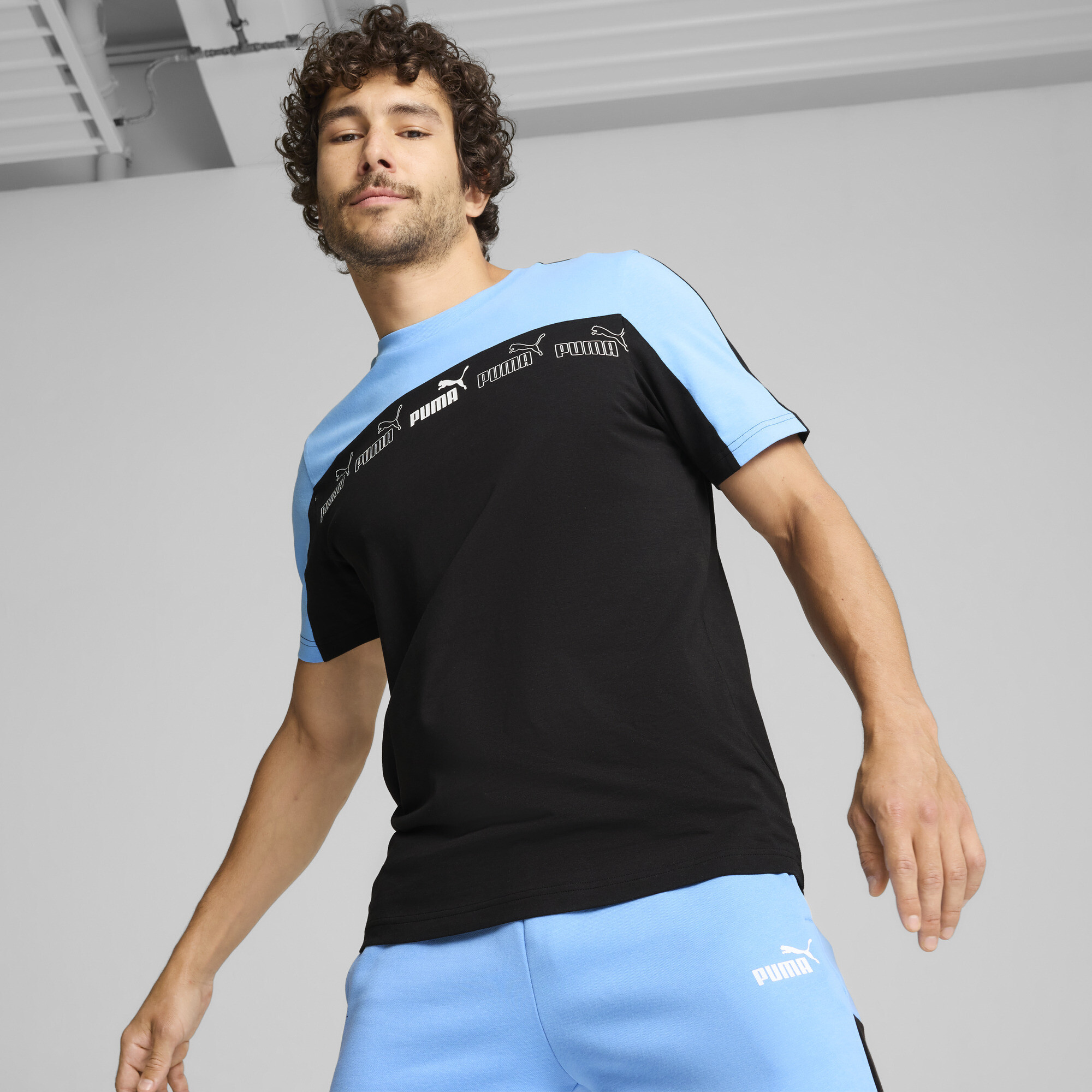 Puma Around The Block T-Shirt Herren | Mit Plain | Light Blue | Größe: S